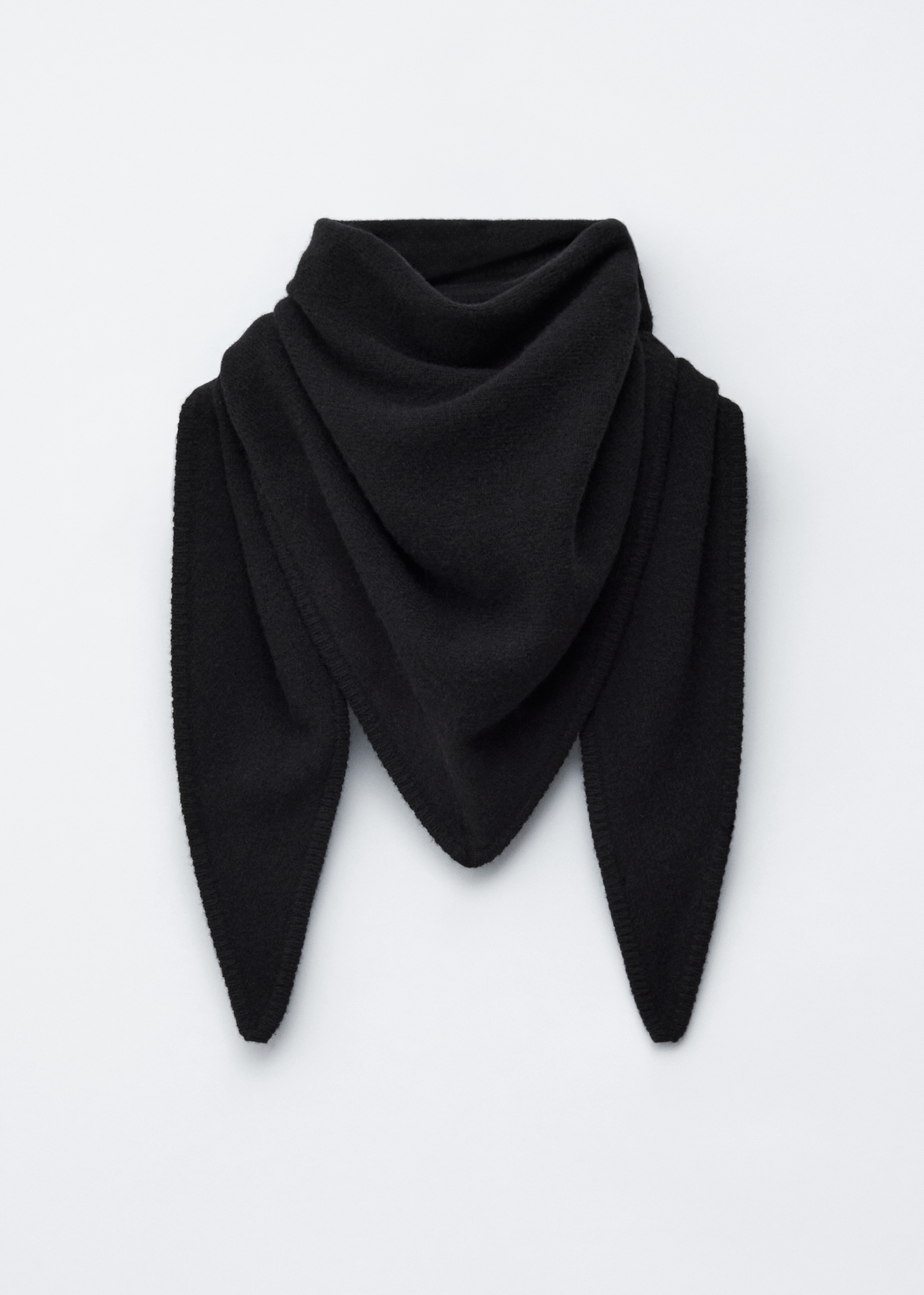 Kolmiohuivi villaa - Musta/Meleerattu harmaa