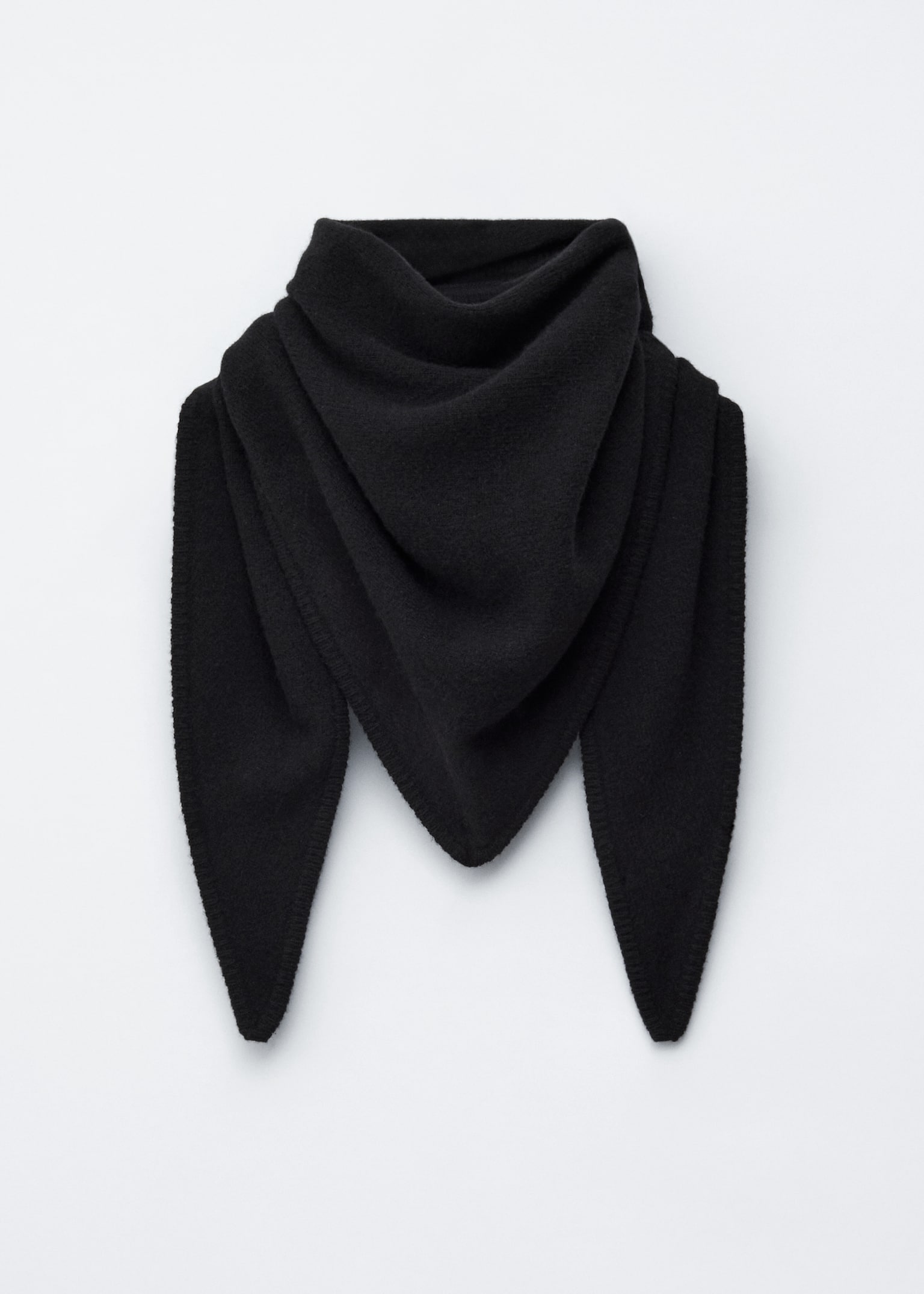 Wool Triangle Scarf - Black/Grey Melange/Dark Brown