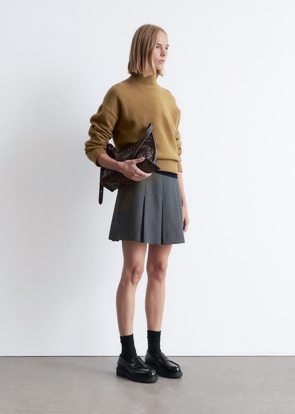 Image of Pleated Wool Mini Skirt