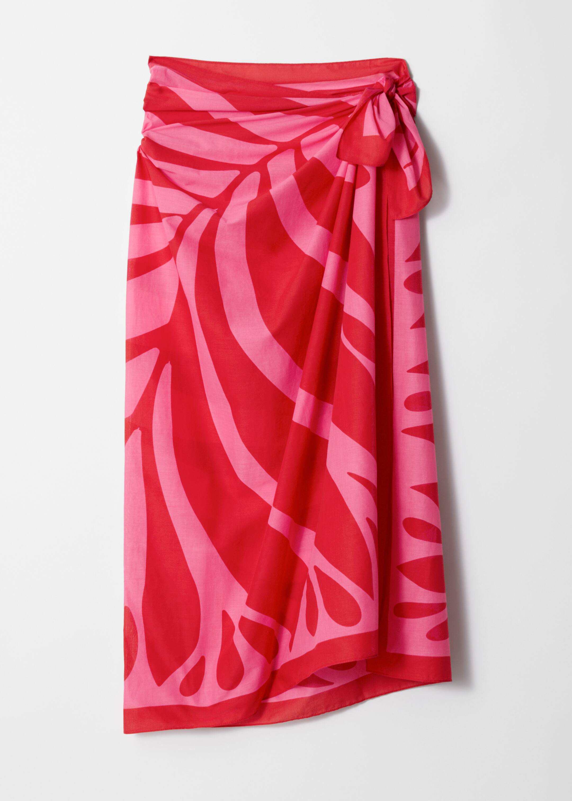 Ver imagen más grande: Pareo de gasa de algodón con estampado de hojas - Rojo - MUJER | H&M ES 1