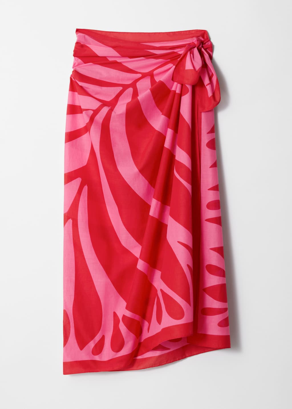 Image of Pareo de gasa de algodón con estampado de hojas
