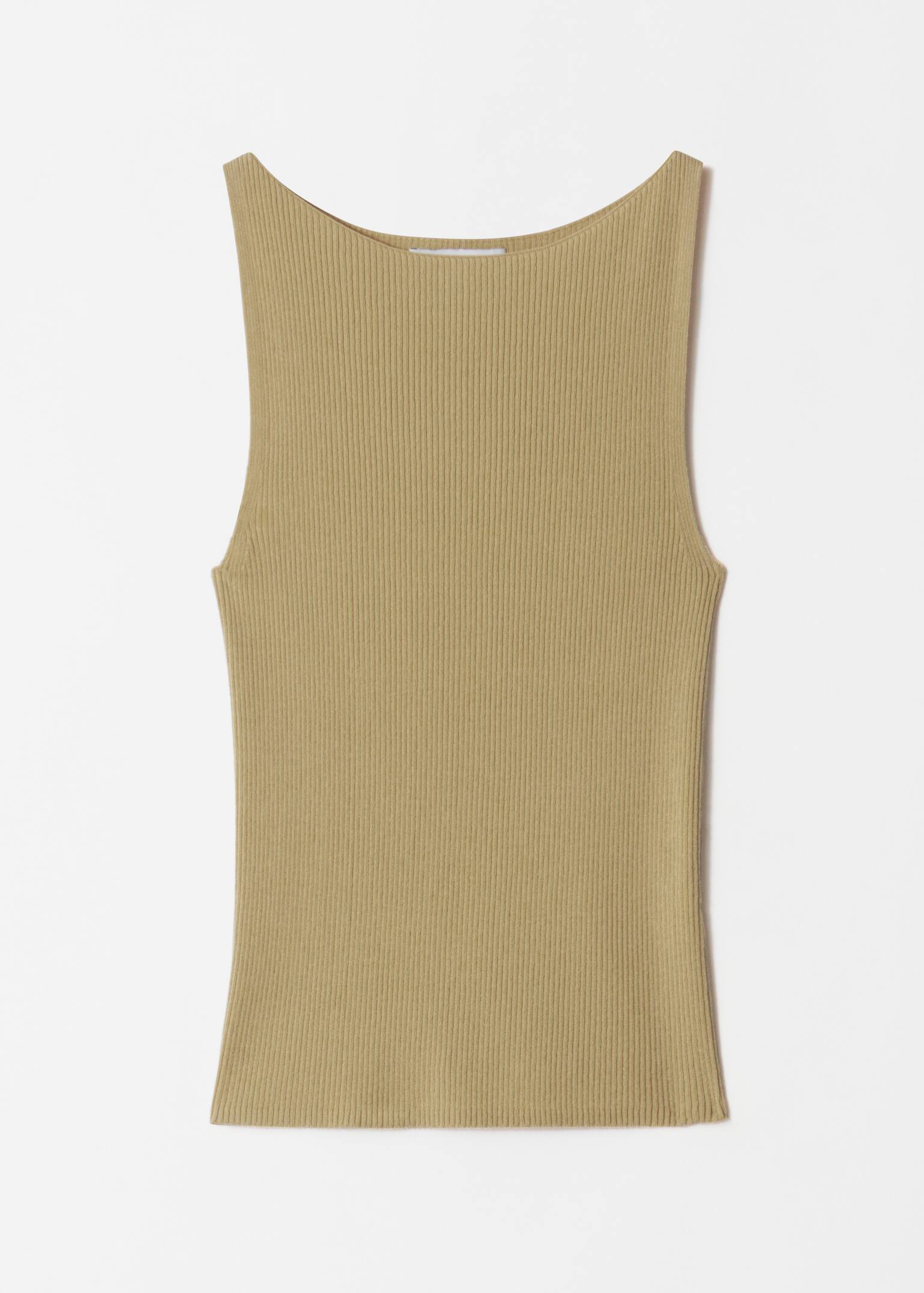 Rib-Knit Tank Top - Mustard/White/Red/Mauve