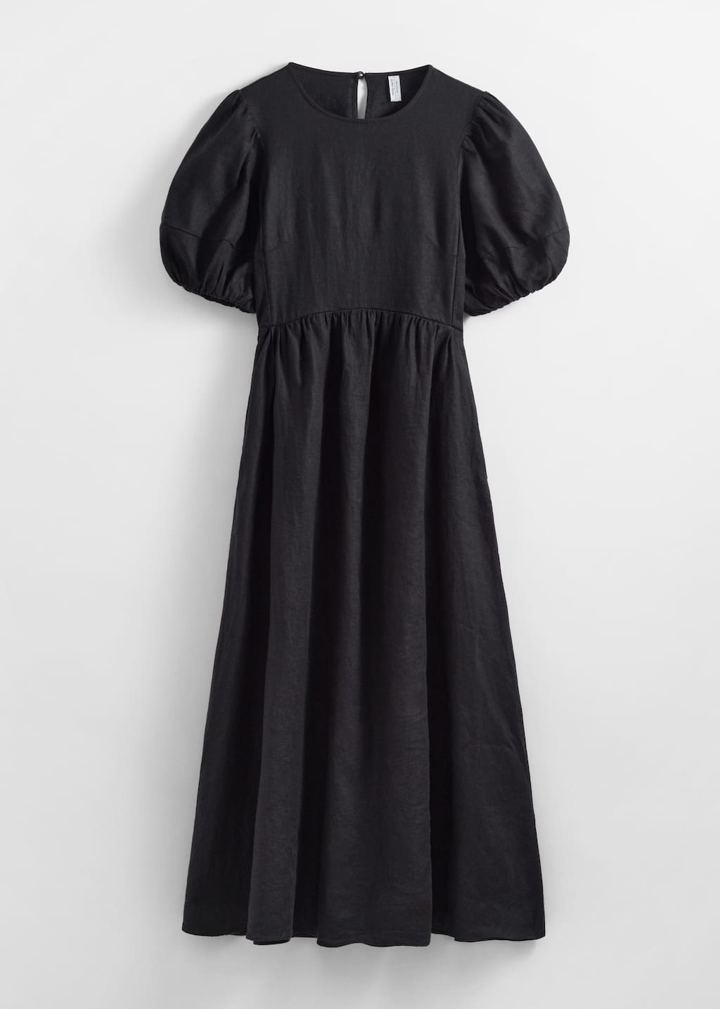 Vestido midi con mangas abullonadas - Negro - Bodegón