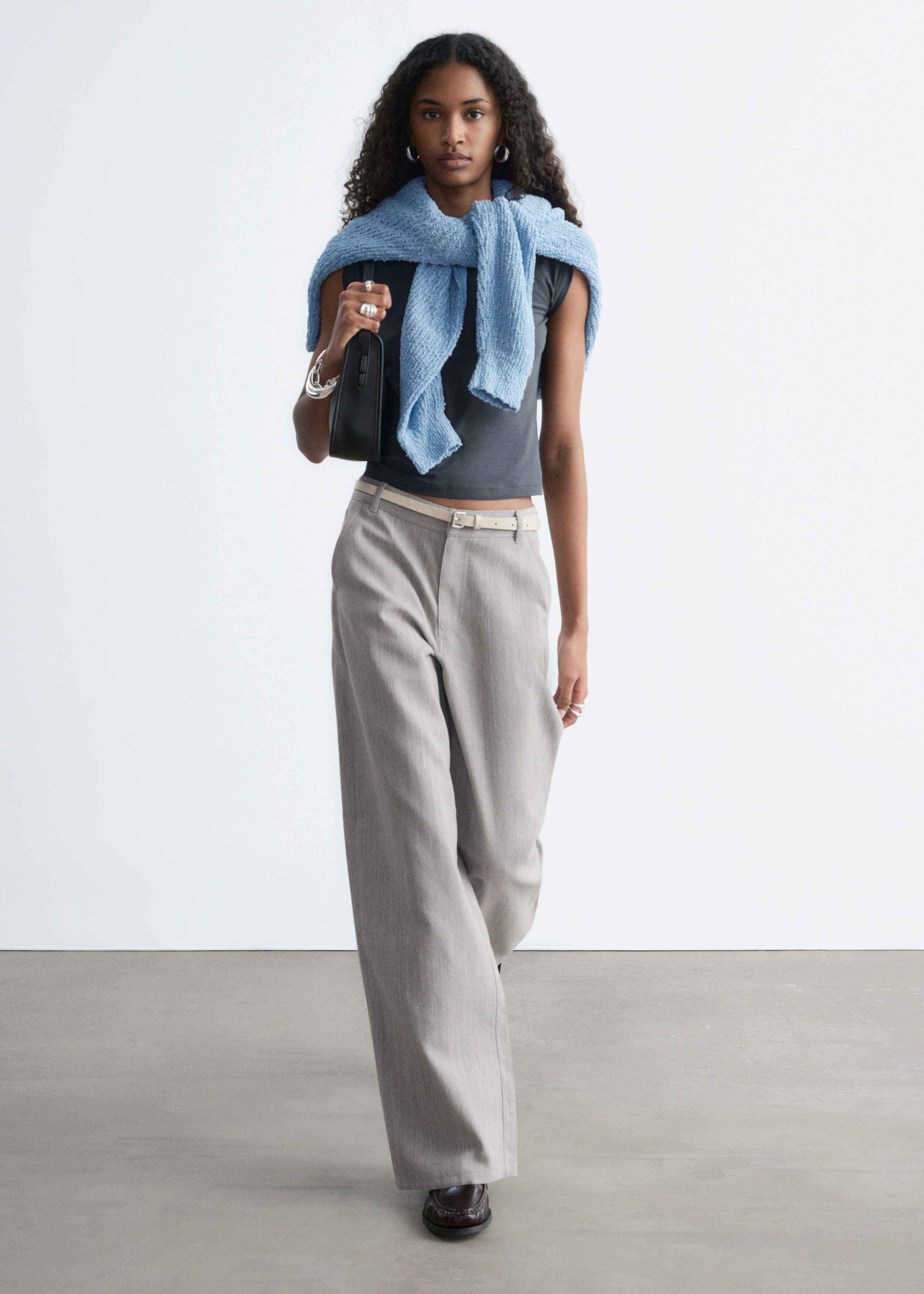 Wool-Blend Tailored Trousers - Grey Melange - & Other Stories US