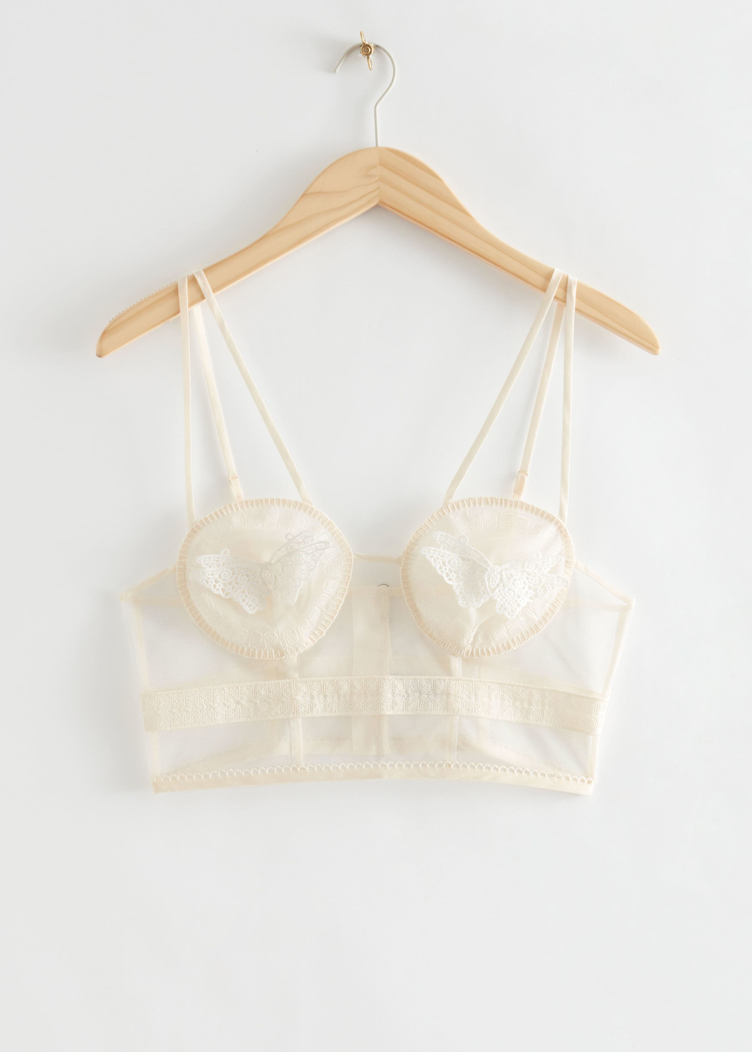 Bustiertop mit Schmetterlingsstickerei - Weiß - Stillleben