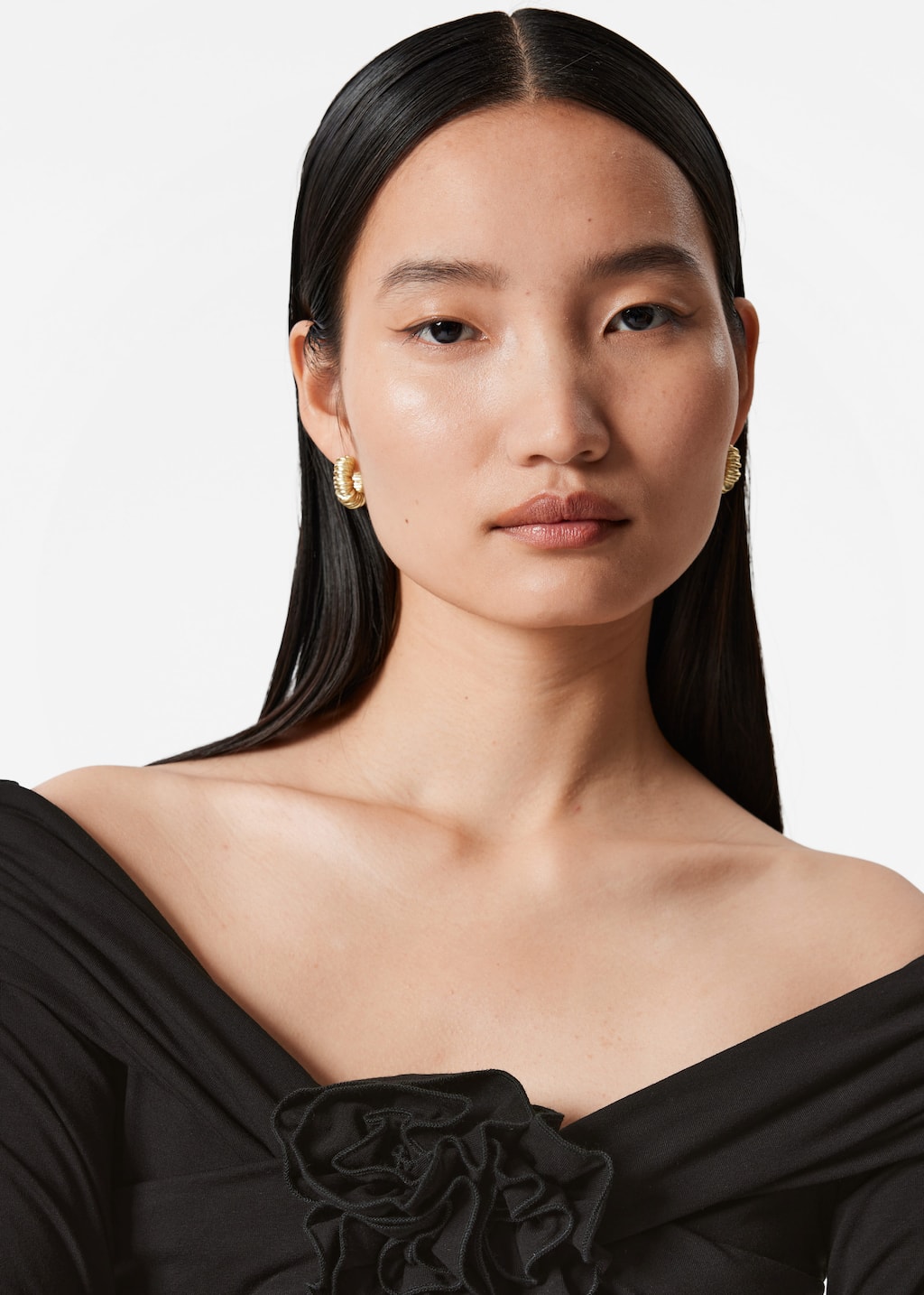 Haut froncé aux épaules dégagées - Couleur crème - Lookbook