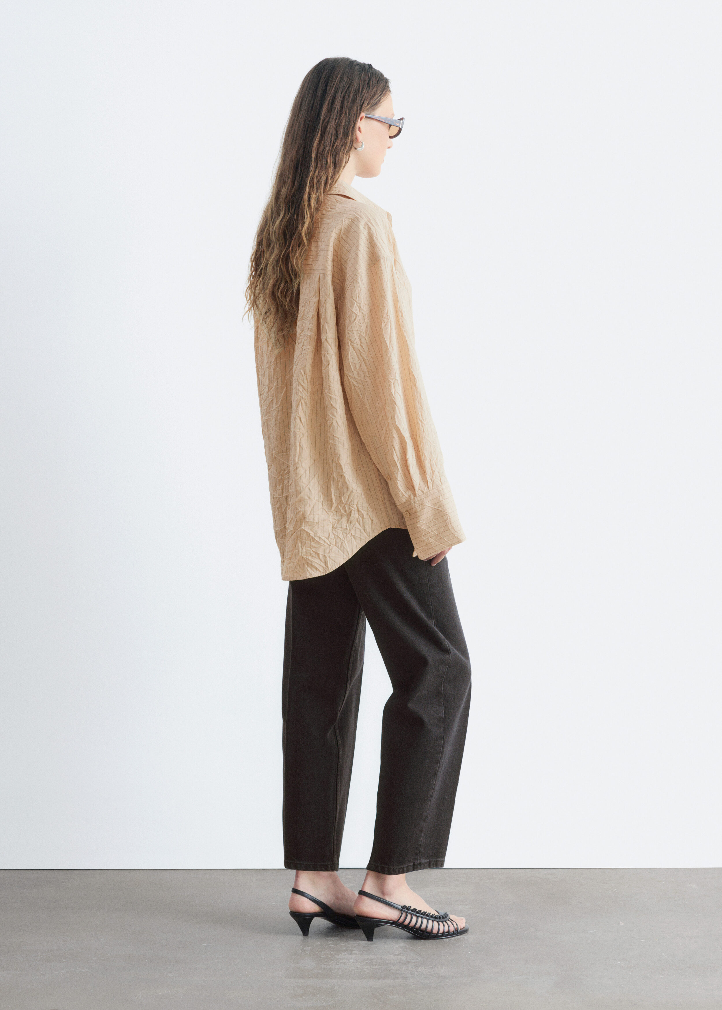 Crinkled Oversized Shirt - Beige - Shirts - & Other Stories US