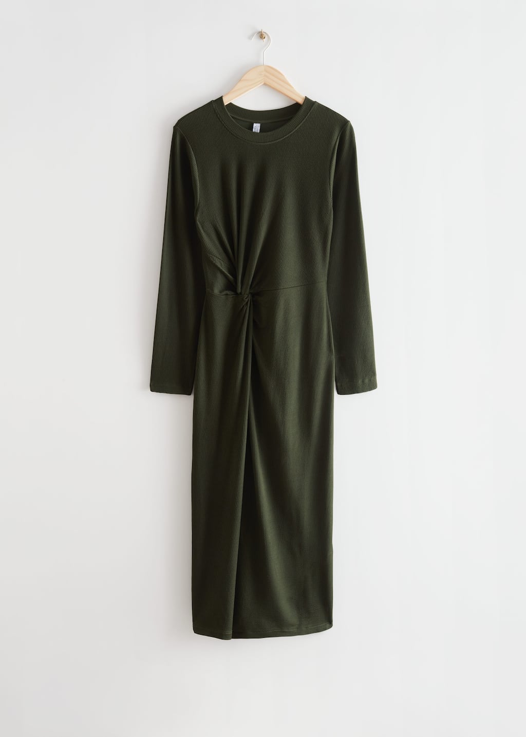Asymmetric Twist Midi Dress - Dark Green - Bodegón