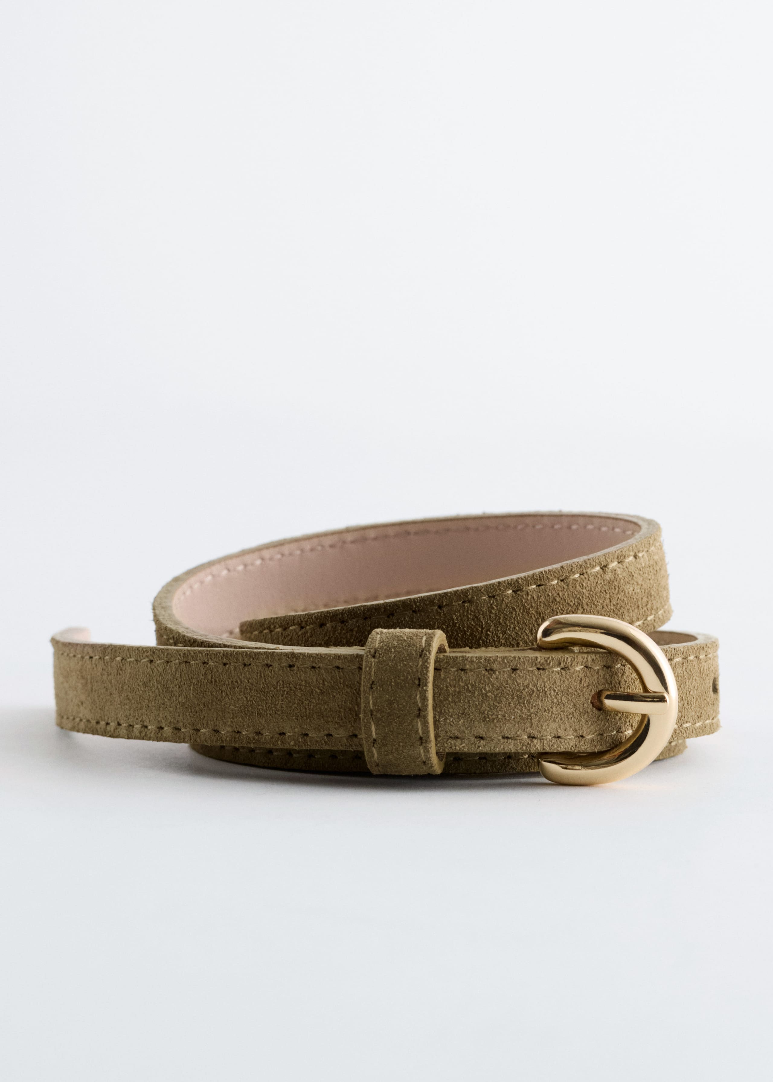 Image of Cintura slim in pelle scamosciata