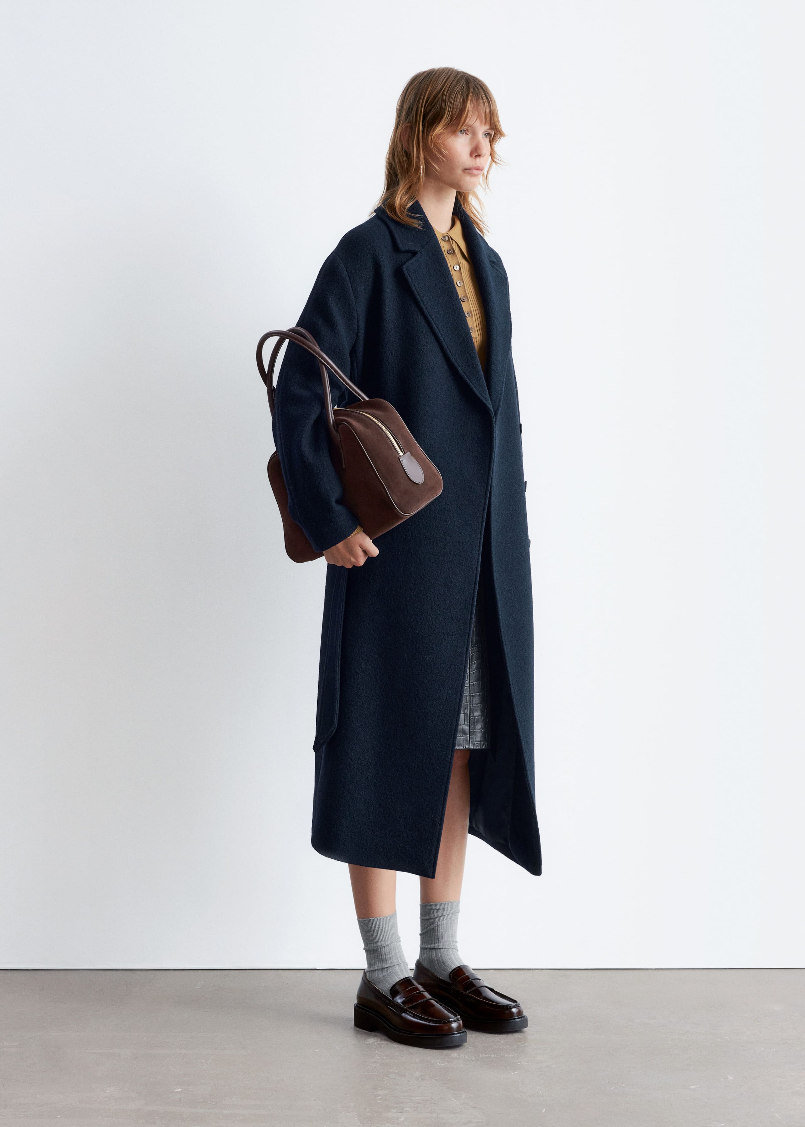 Image of Voluminous Belted Wool Coat