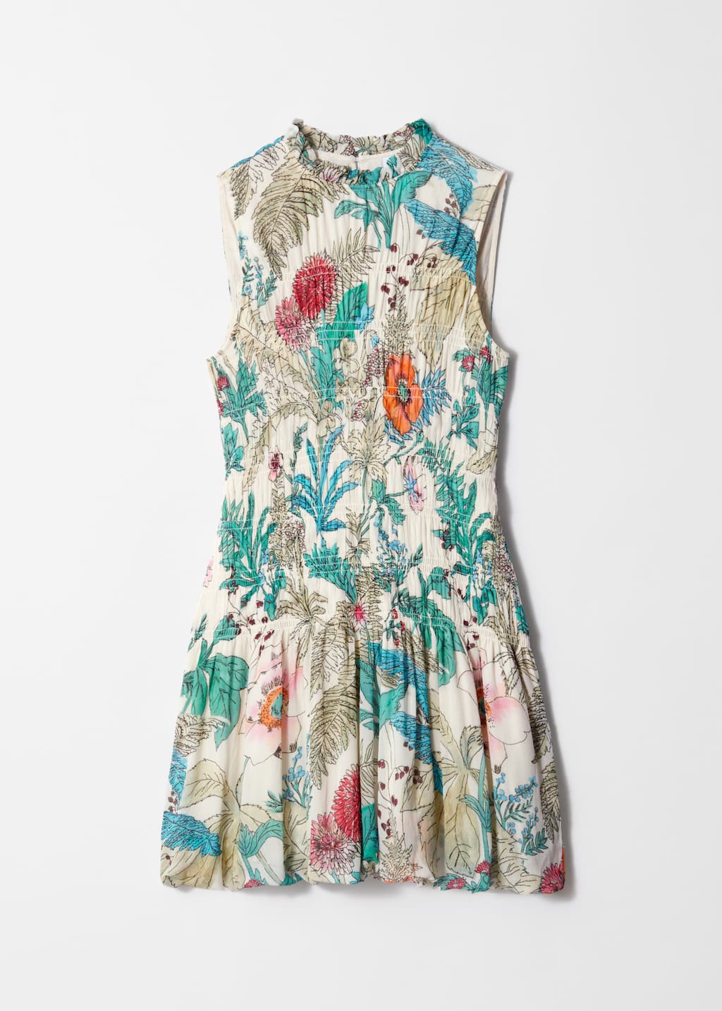 Smock Mini Dress - Floral Pattern - Still Life