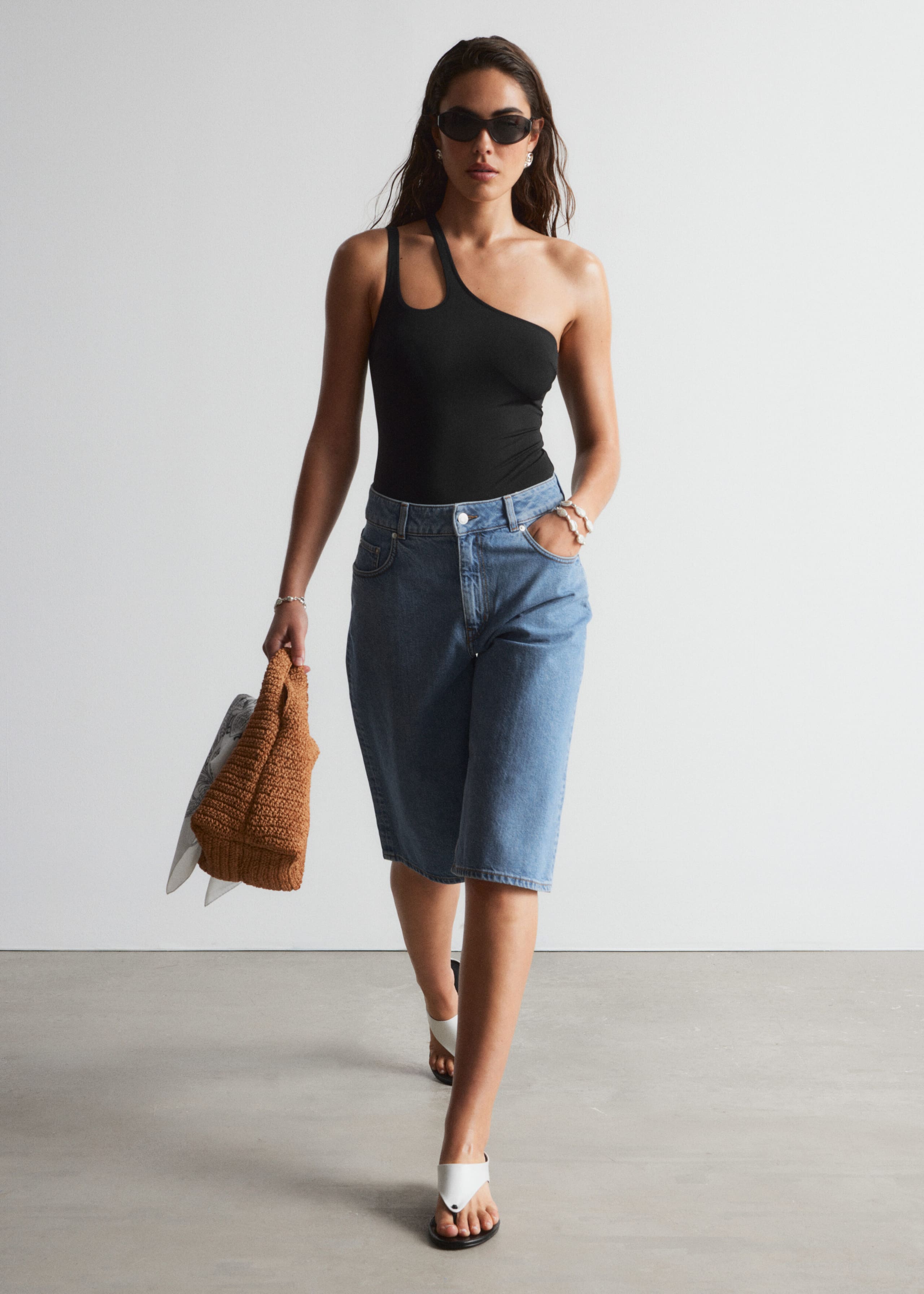 Image of Cut-Out One-Shoulder Swimsuit