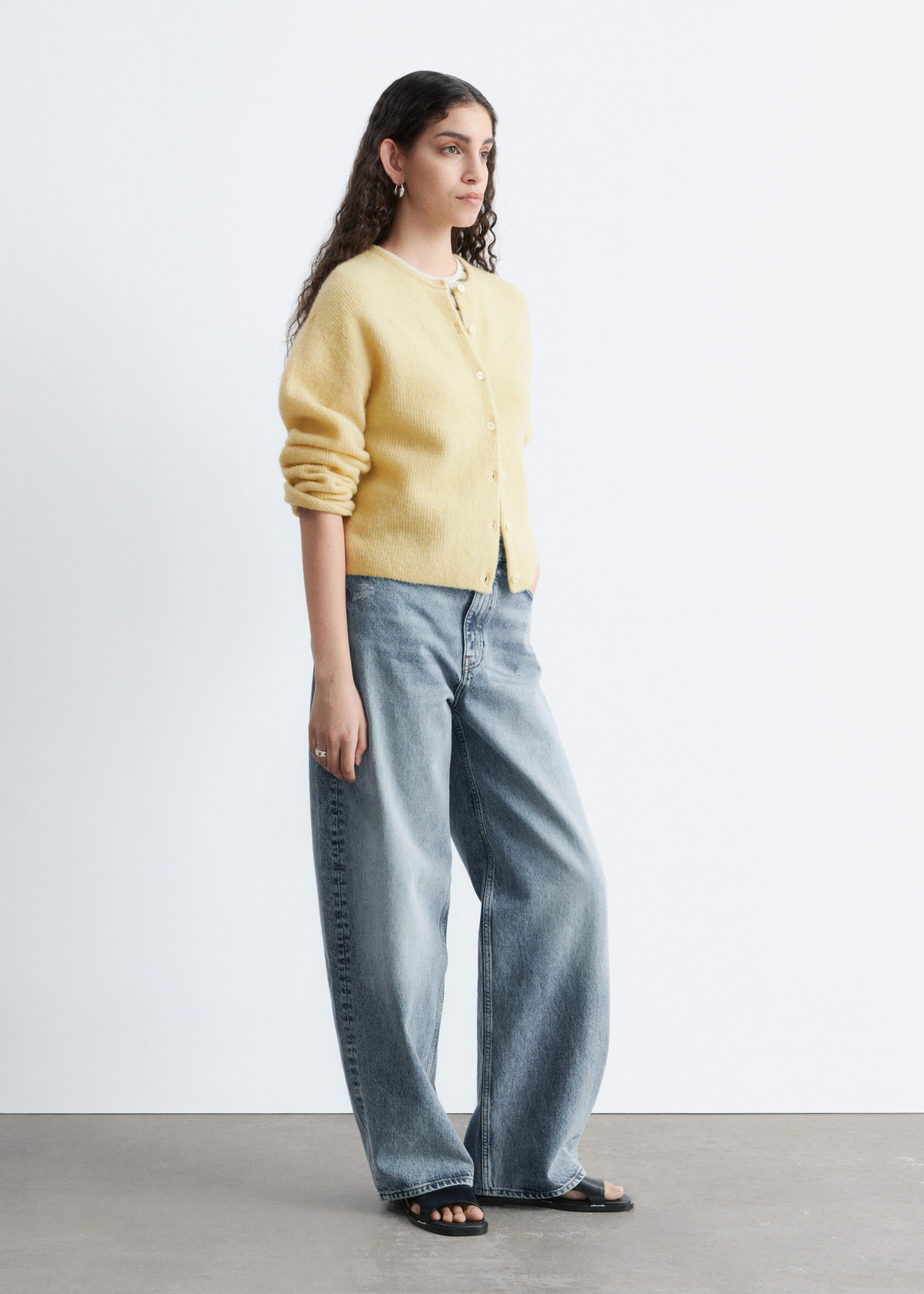 Image of Cárdigan de punto en mezcla de lana de alpaca