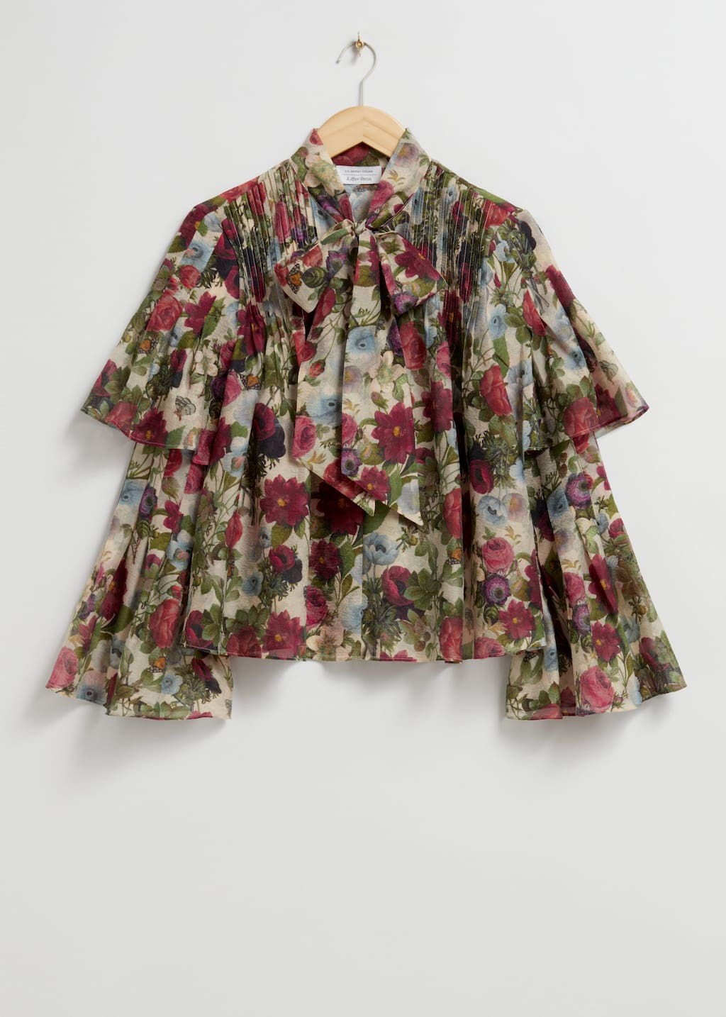 Bell Sleeve Organza Blouse - Red/Blue/Green - Still Life