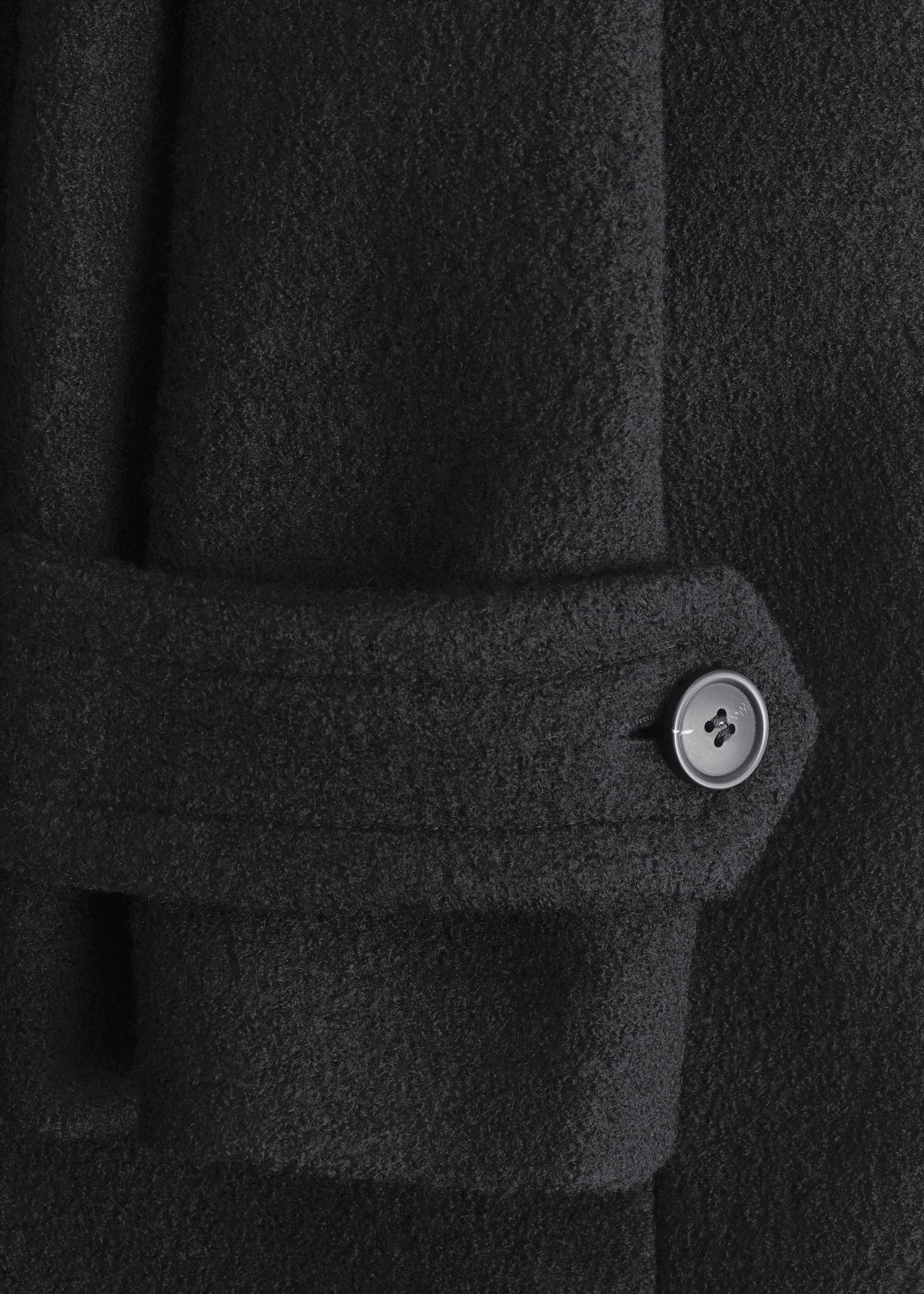 Tie-Belt Wool Coat - Black/Dark Brown - 4