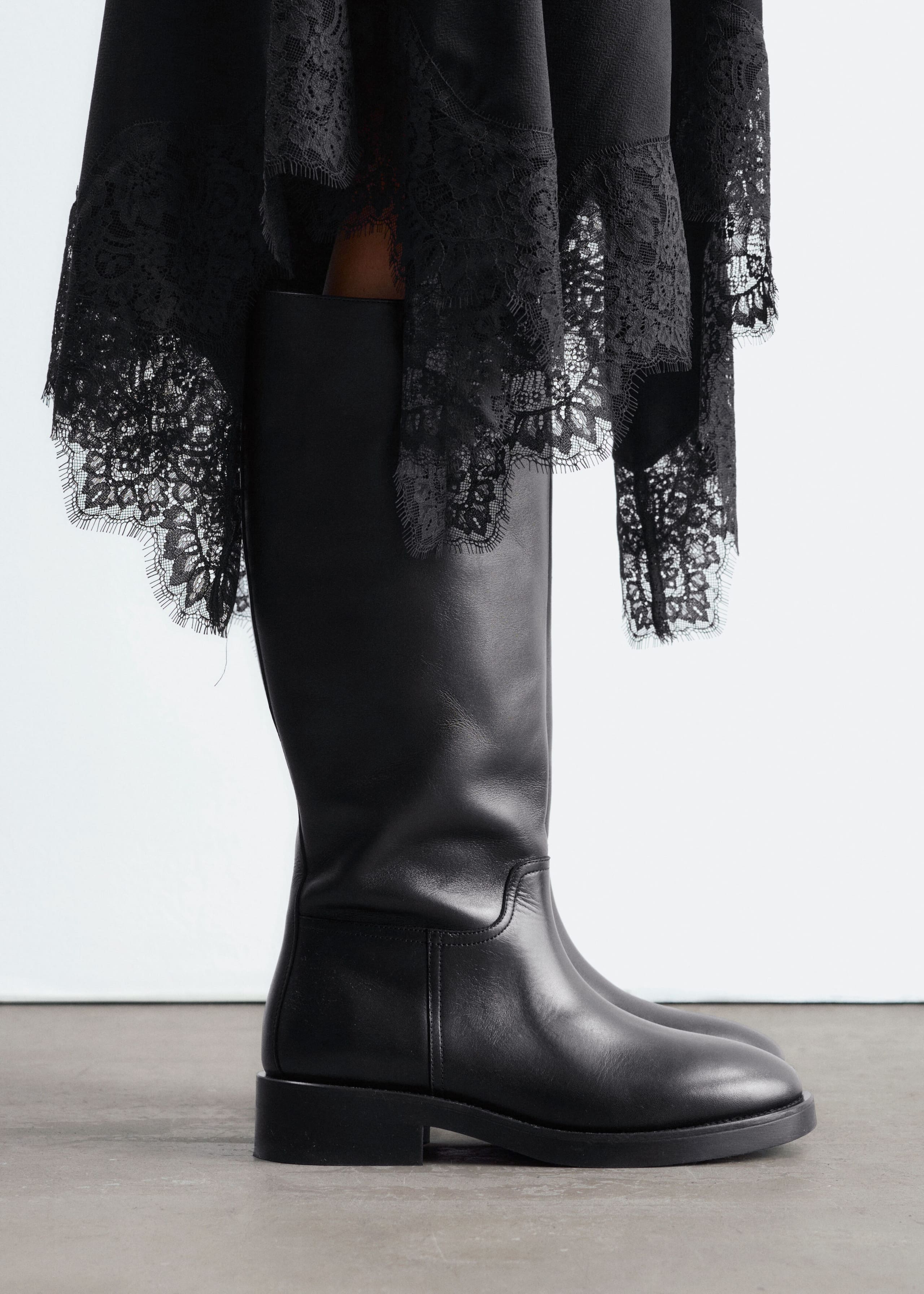 Leather Riding Boots - Black - Lookbook