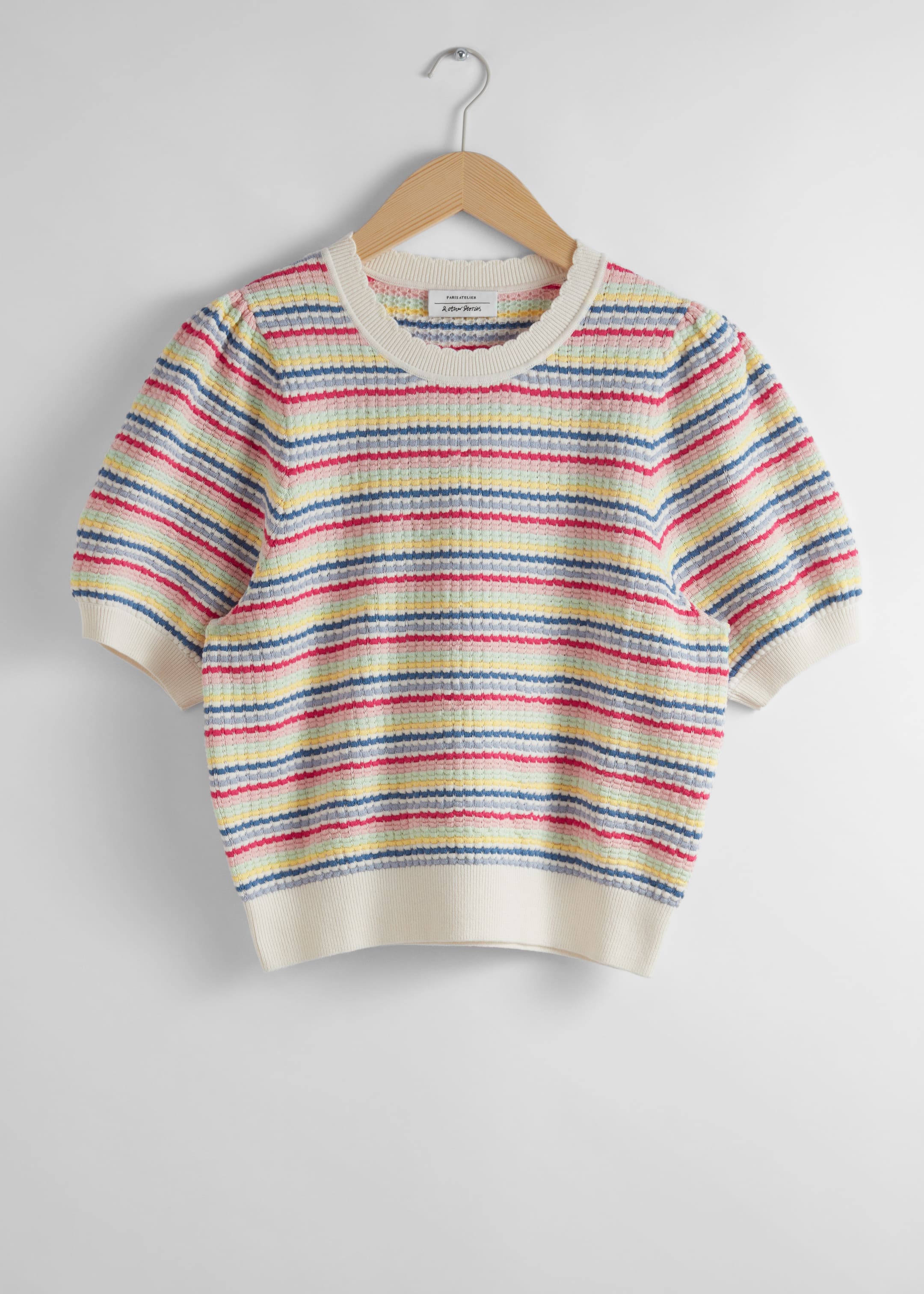 Grotere afbeelding bekijken: Geschulpte gebreide top - Ivoorwit/roze/rood/blauw - DAMES | H&M NL 1