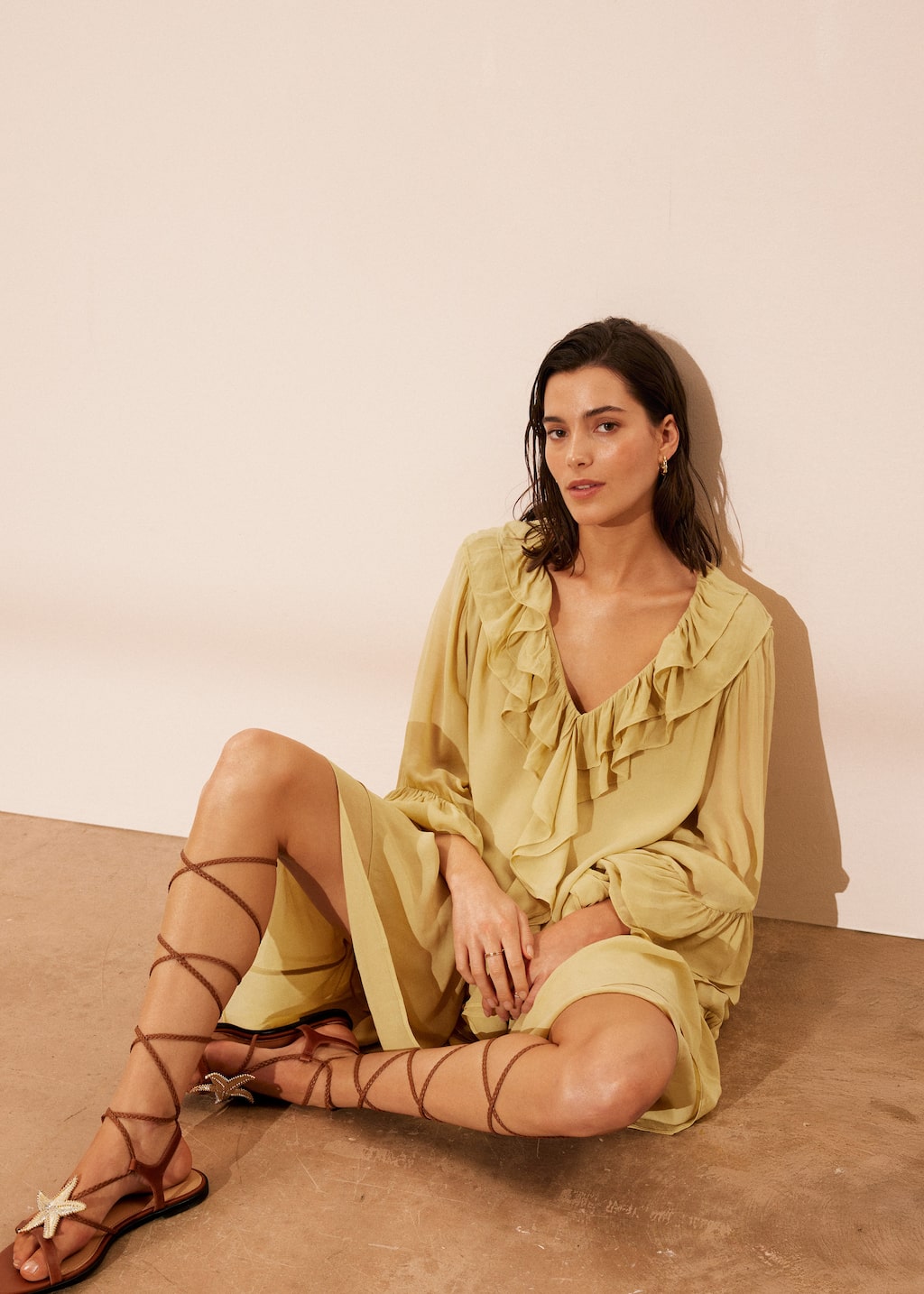 Embellished Strappy Sandals - Brown - Lookbook