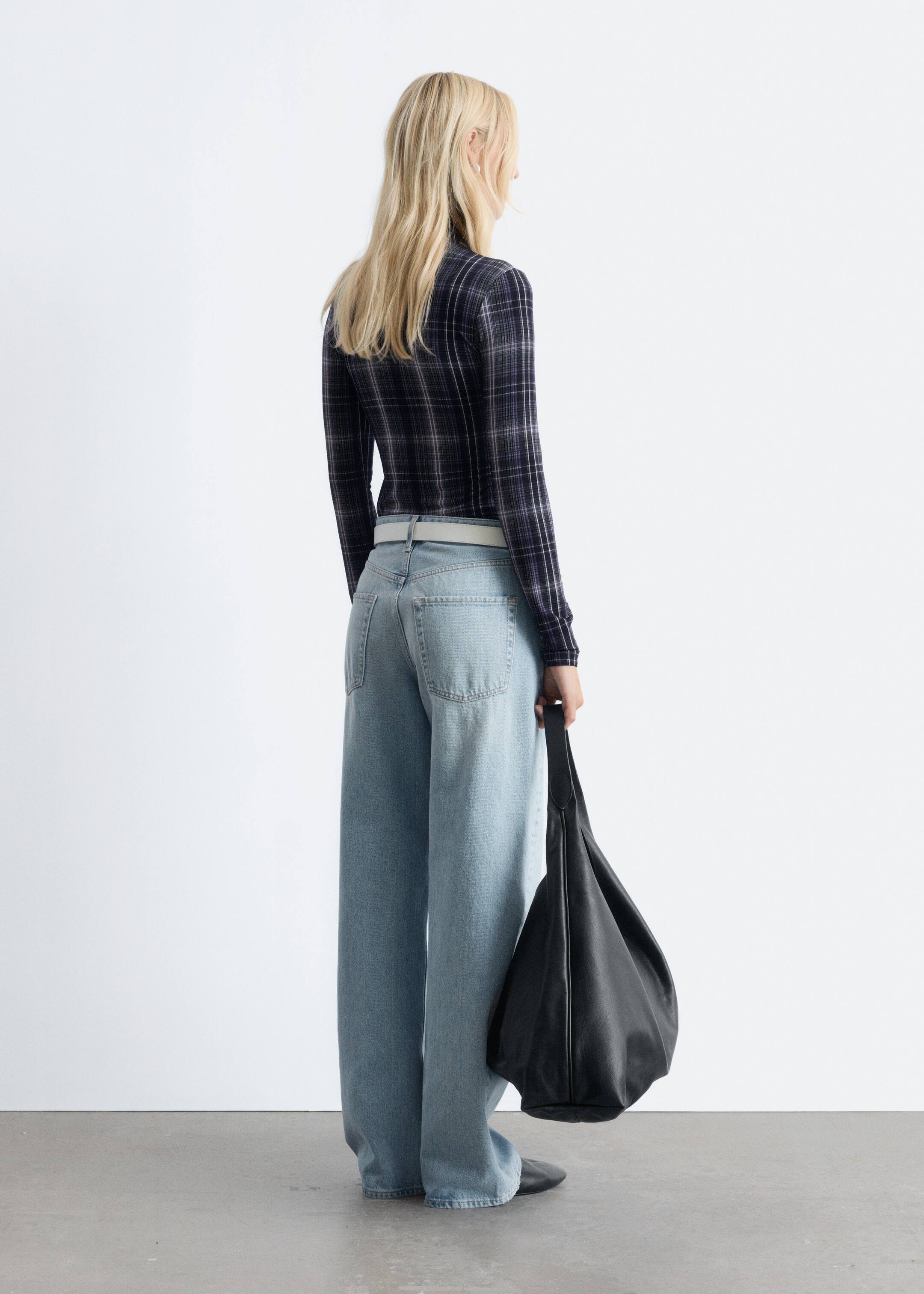 Agrandir l'image: Haut ajusté à col roulé - Carreaux violets et noirs - FEMME | H&M FR 5