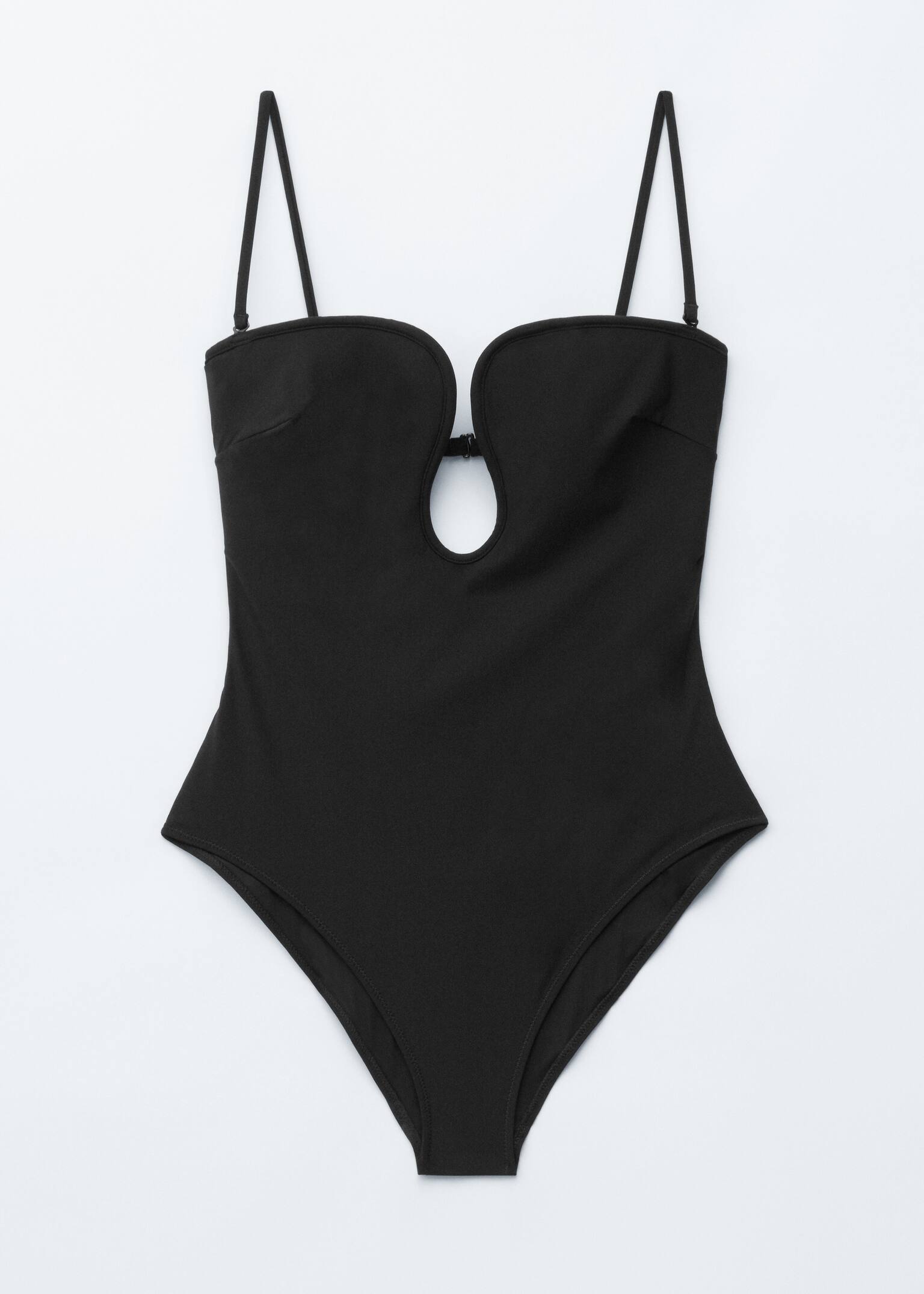 Badeanzug mit U-förmigem Bügel - Schwarz/Dunkelbraun - 2