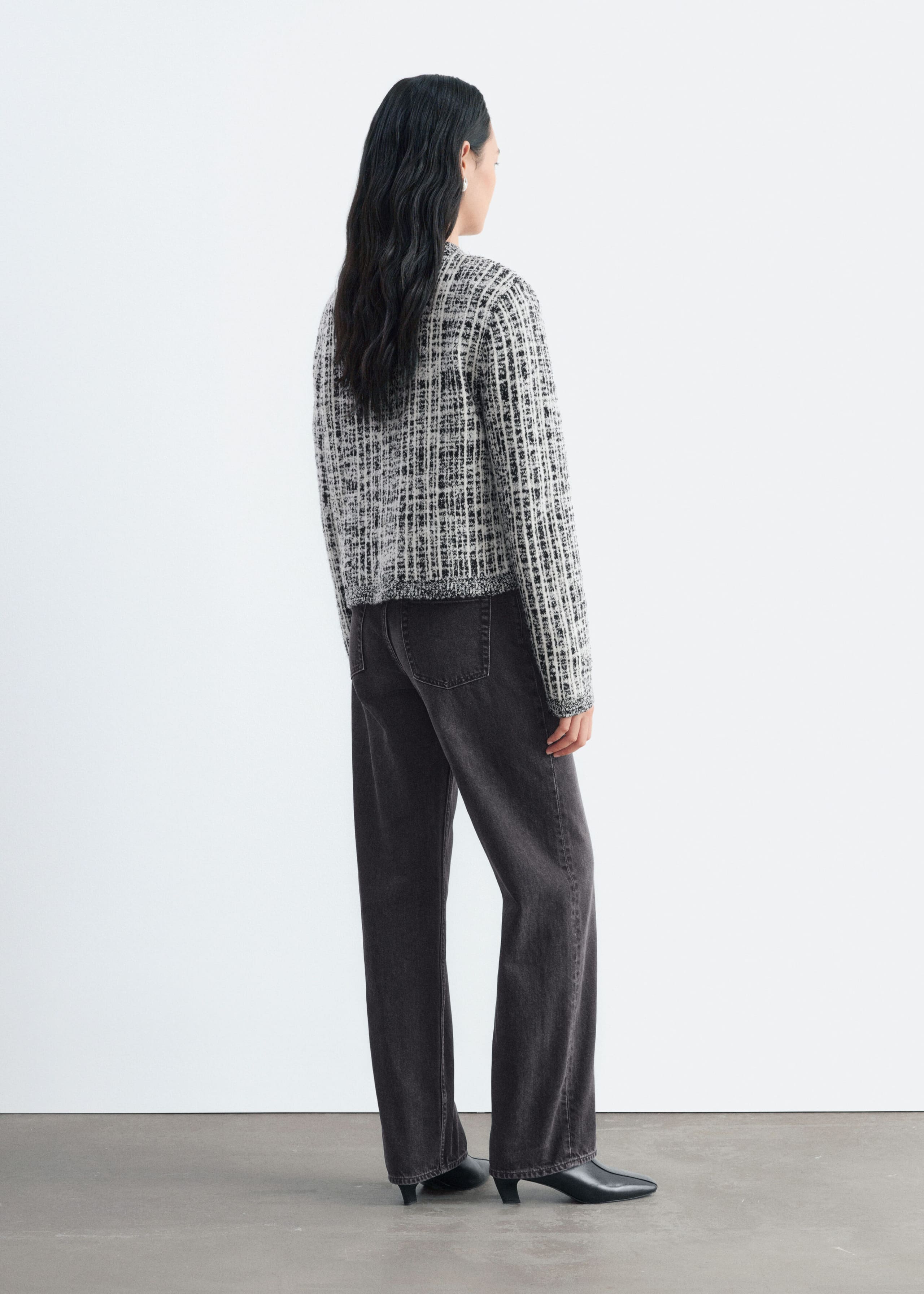 Wool-Cotton Cardigan - Black/White - Lookbook