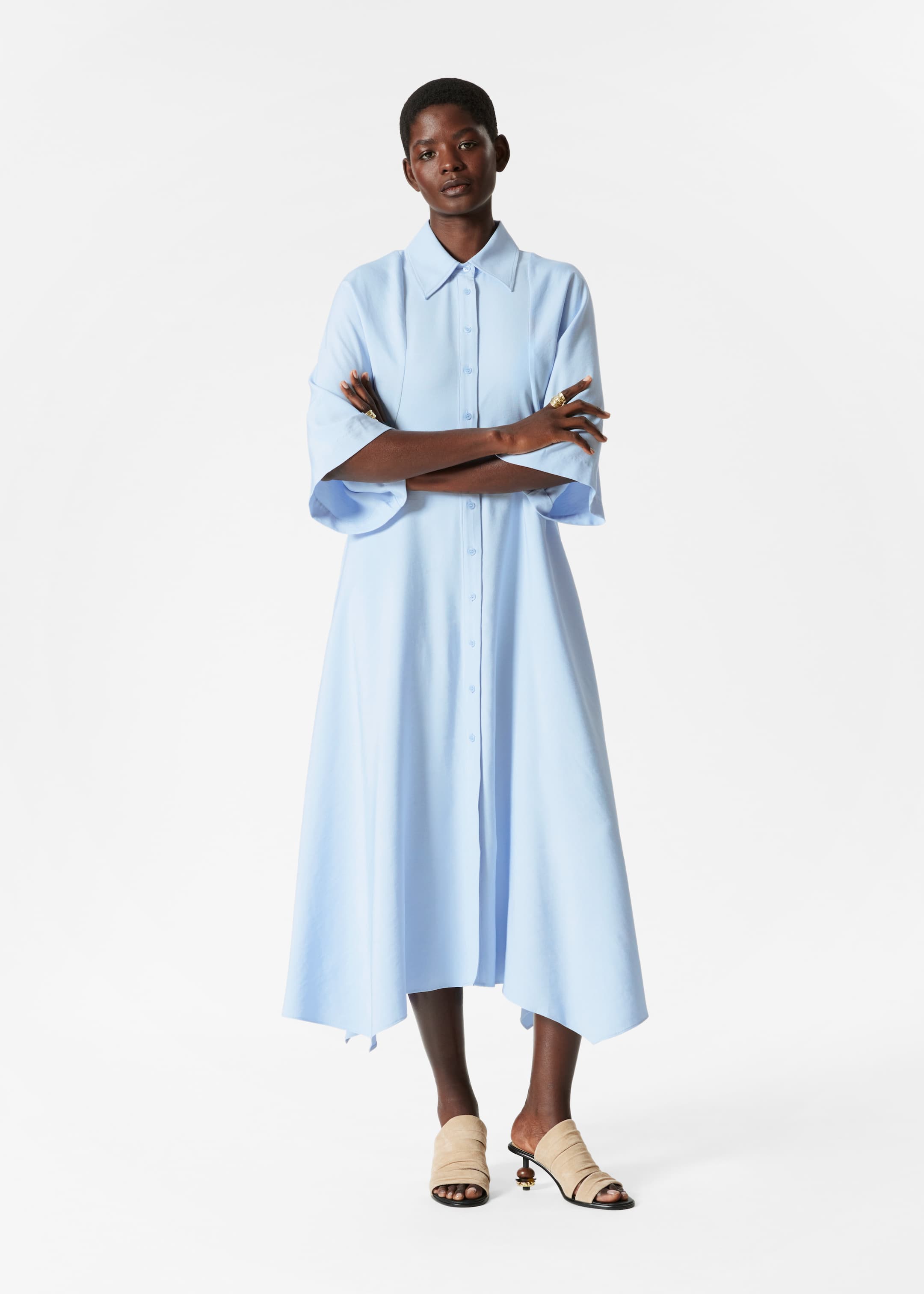 Προβολή μεγαλύτερης εικόνας: Midi Shirt Dress - Light Blue - Ladies | H&M GR 1