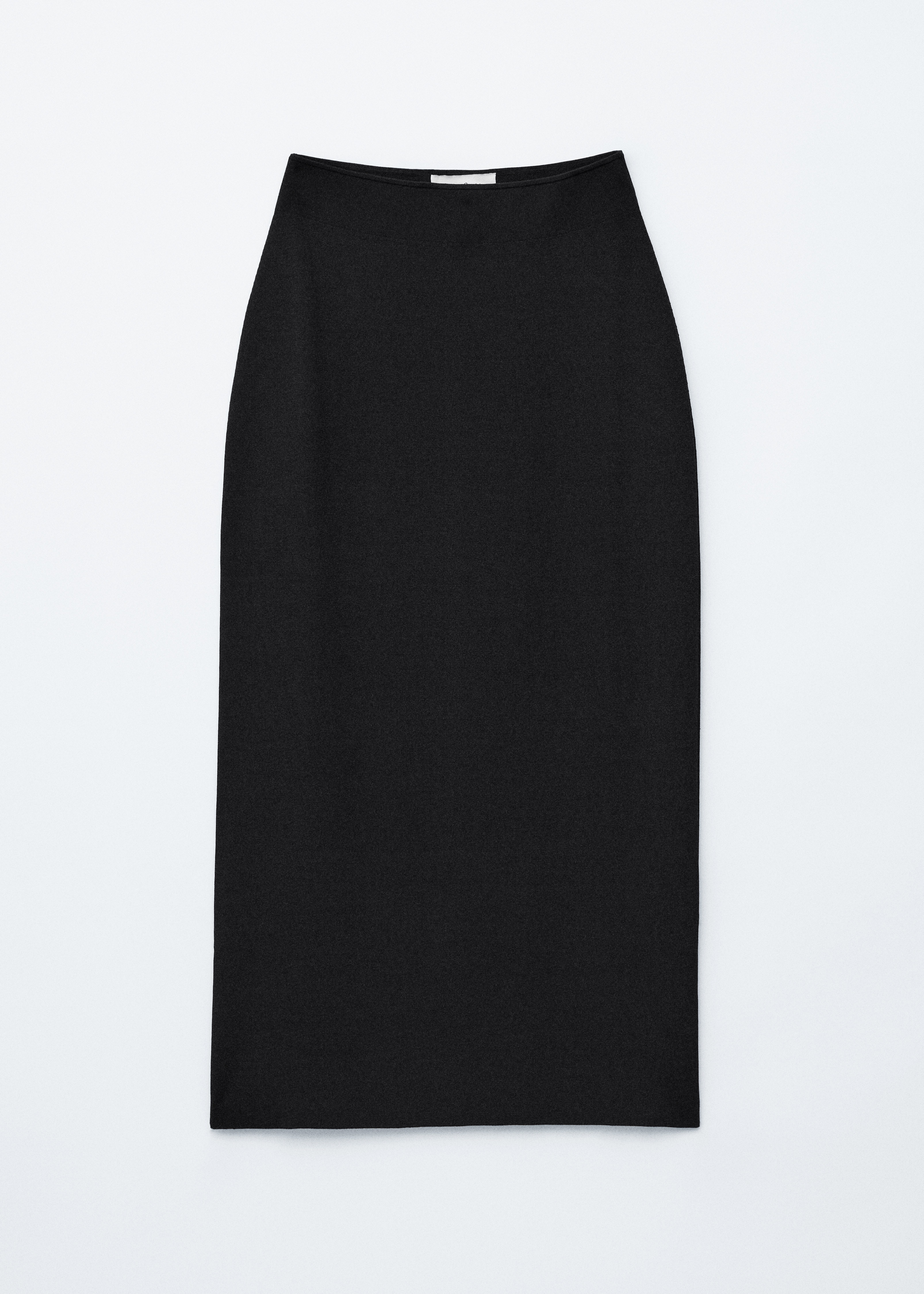 Knitted Pencil Midi Skirt - Black