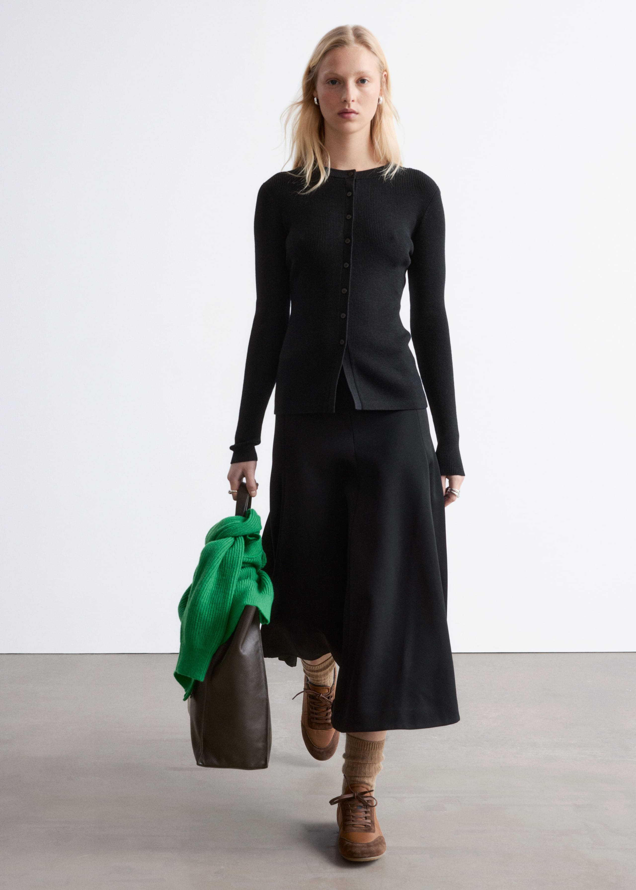 Image of Rib-Knit Merino Wool Cardigan