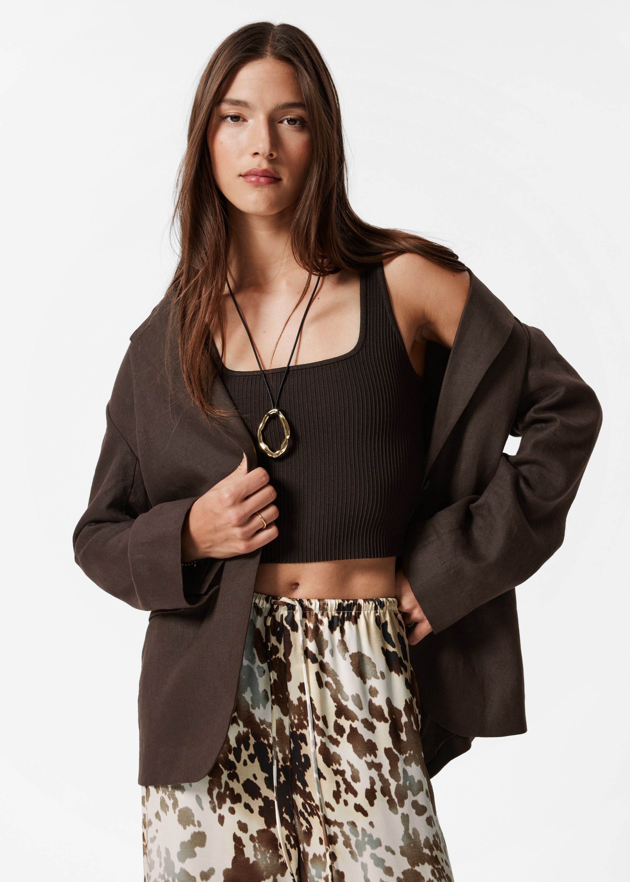 Agrandir l'image: Haut court - Marron foncé - FEMME | H&M BE 1