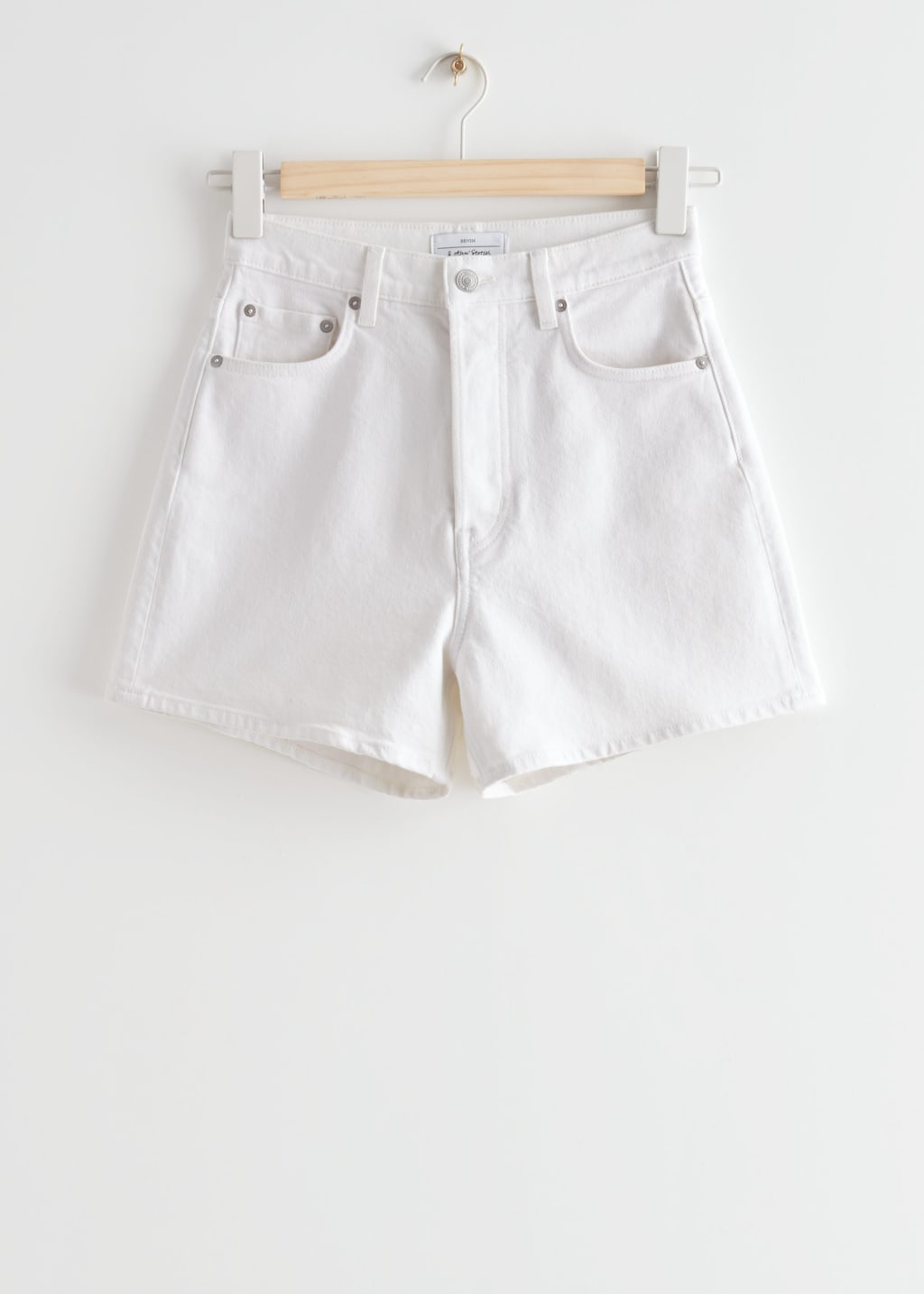 Shorts in denim a vita alta - Beige chiaro - Natura morta