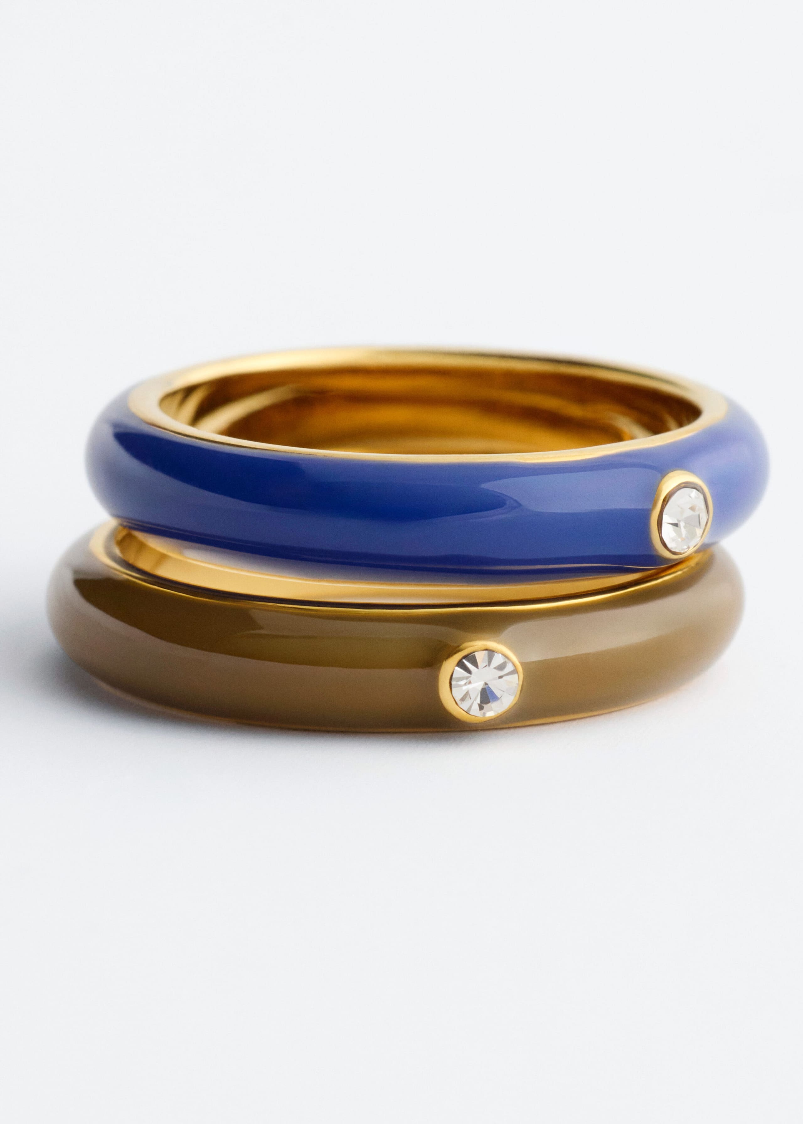 Glass Detail Brass Ring Set - {{variantName}} - Descriptive Detail