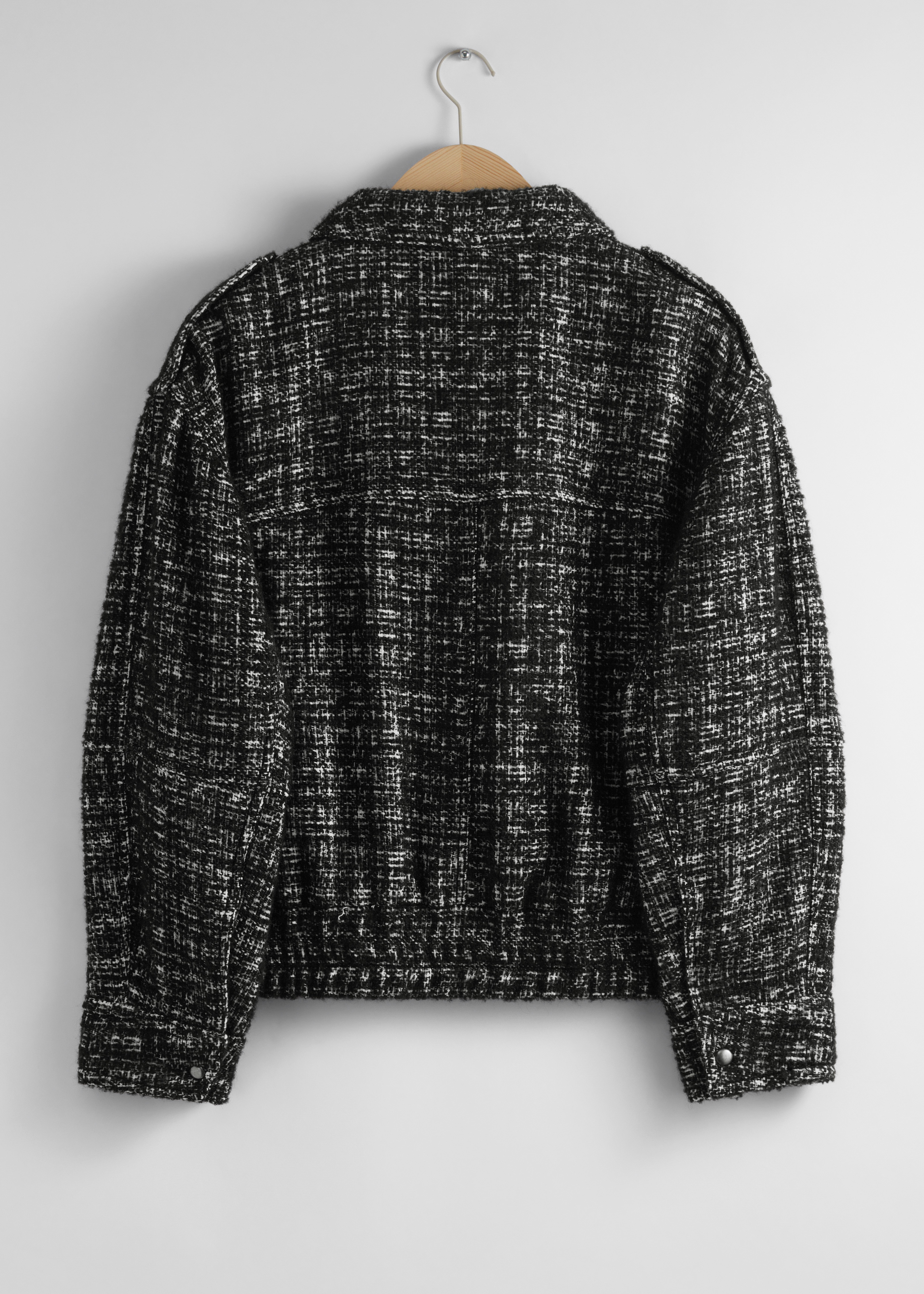 Boxy Tweed Jacket - Black Tweed - Ladies | H&M GB