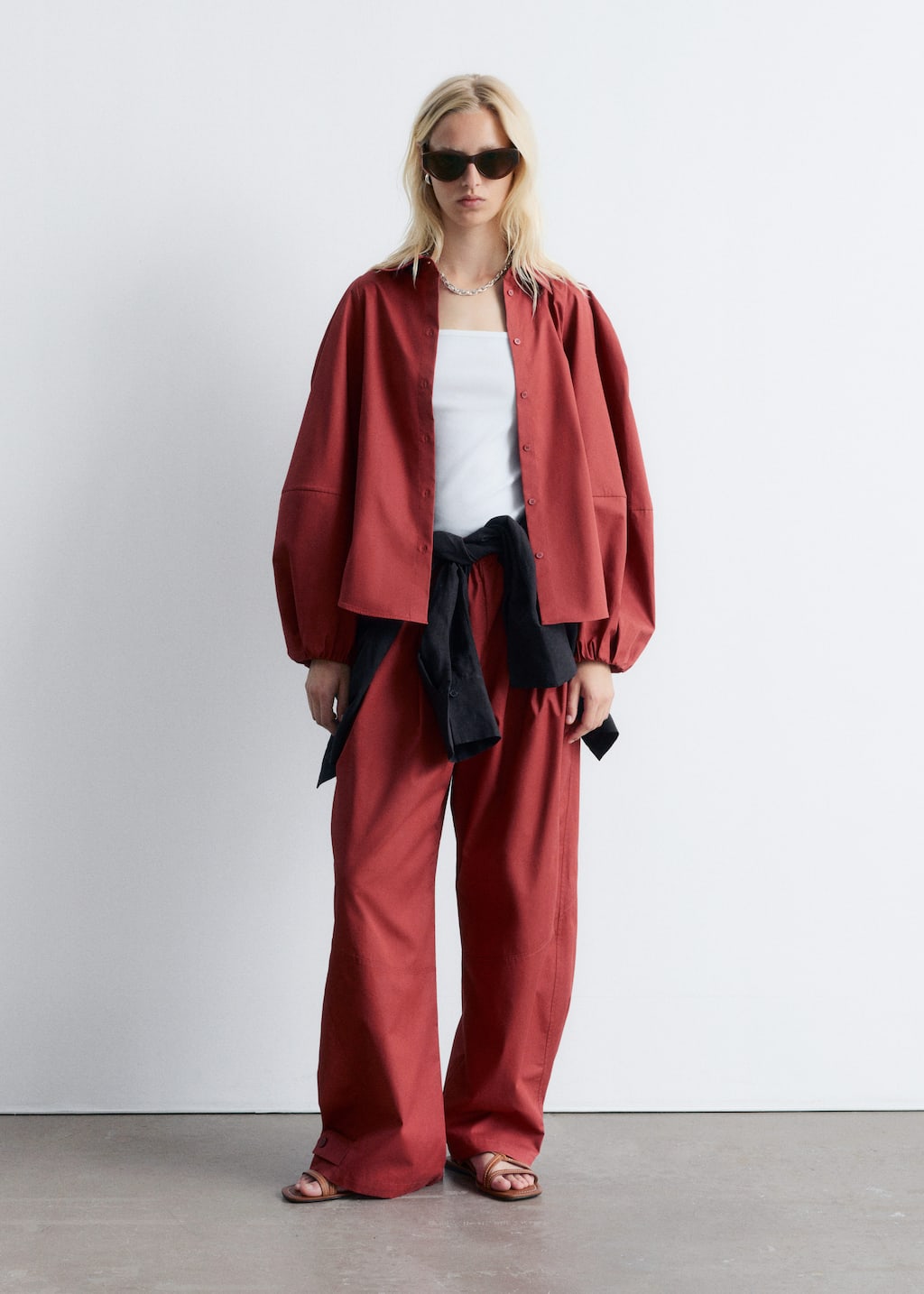 Image of Voluminous Balloon-Sleeve Blouse
