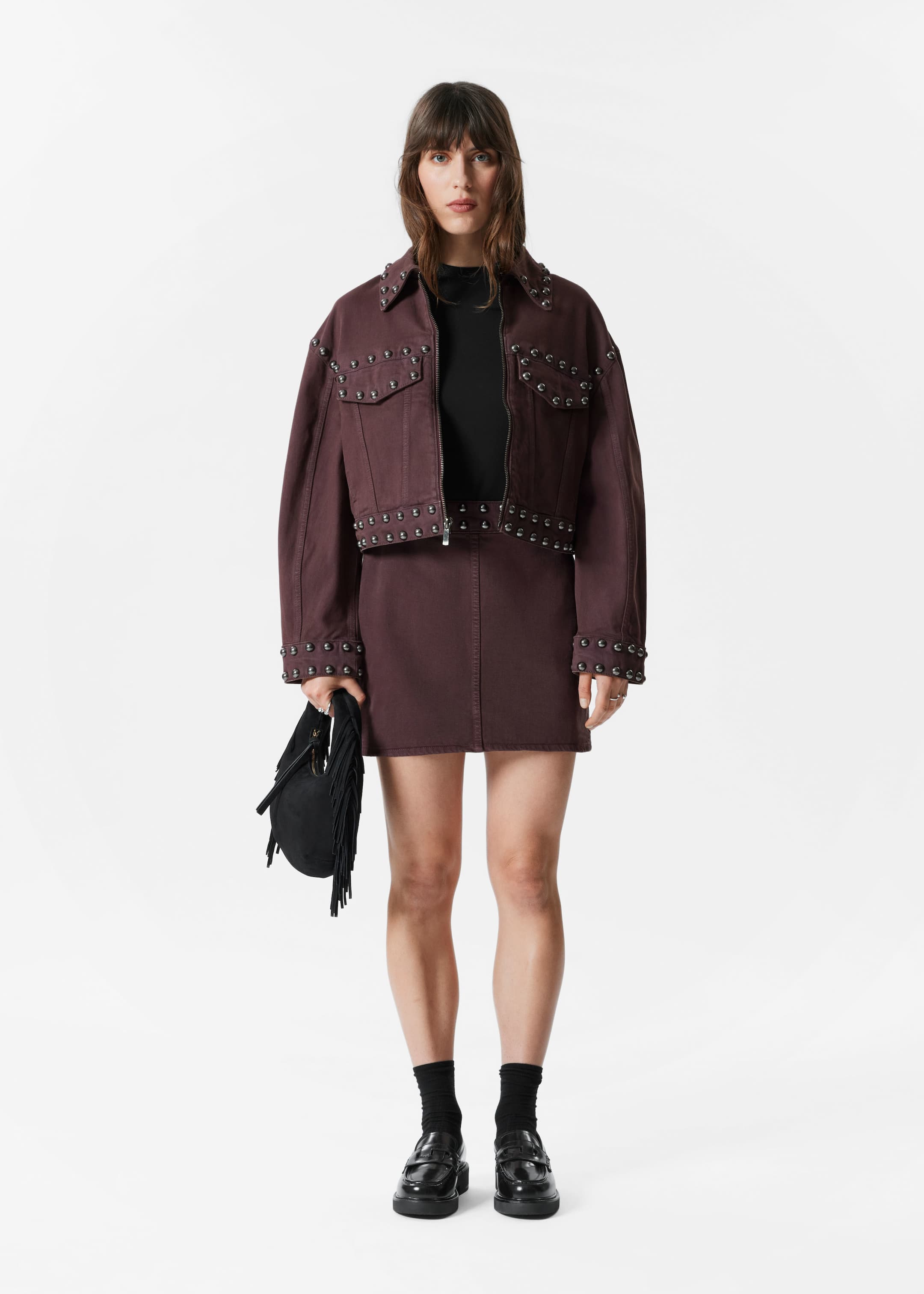 Visualizza immagine più grande: Minigonna borchiata - Marrone scuro - DONNA | H&M IT 2