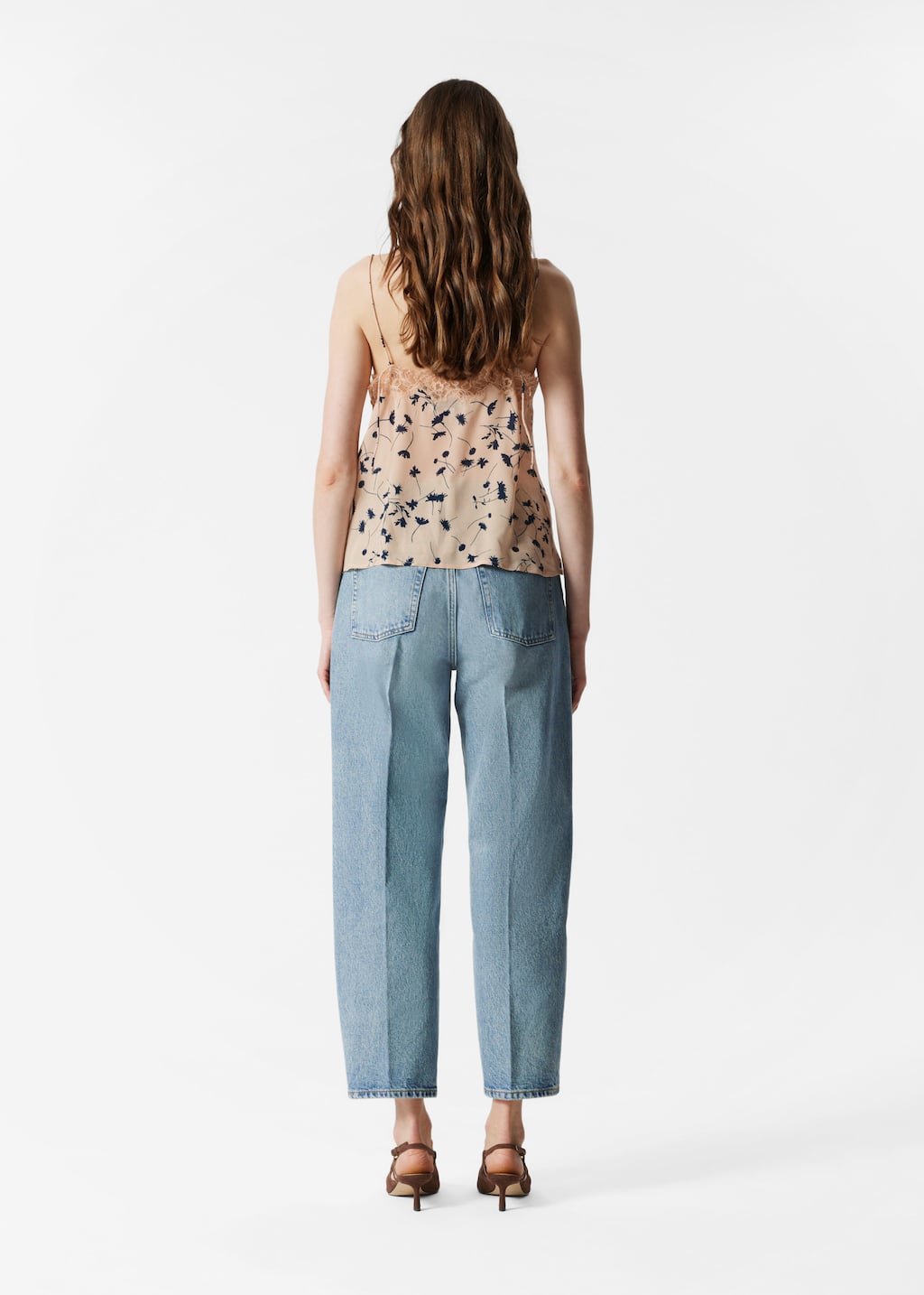 Silk Camisole Top - Beige/Black - Lookbook