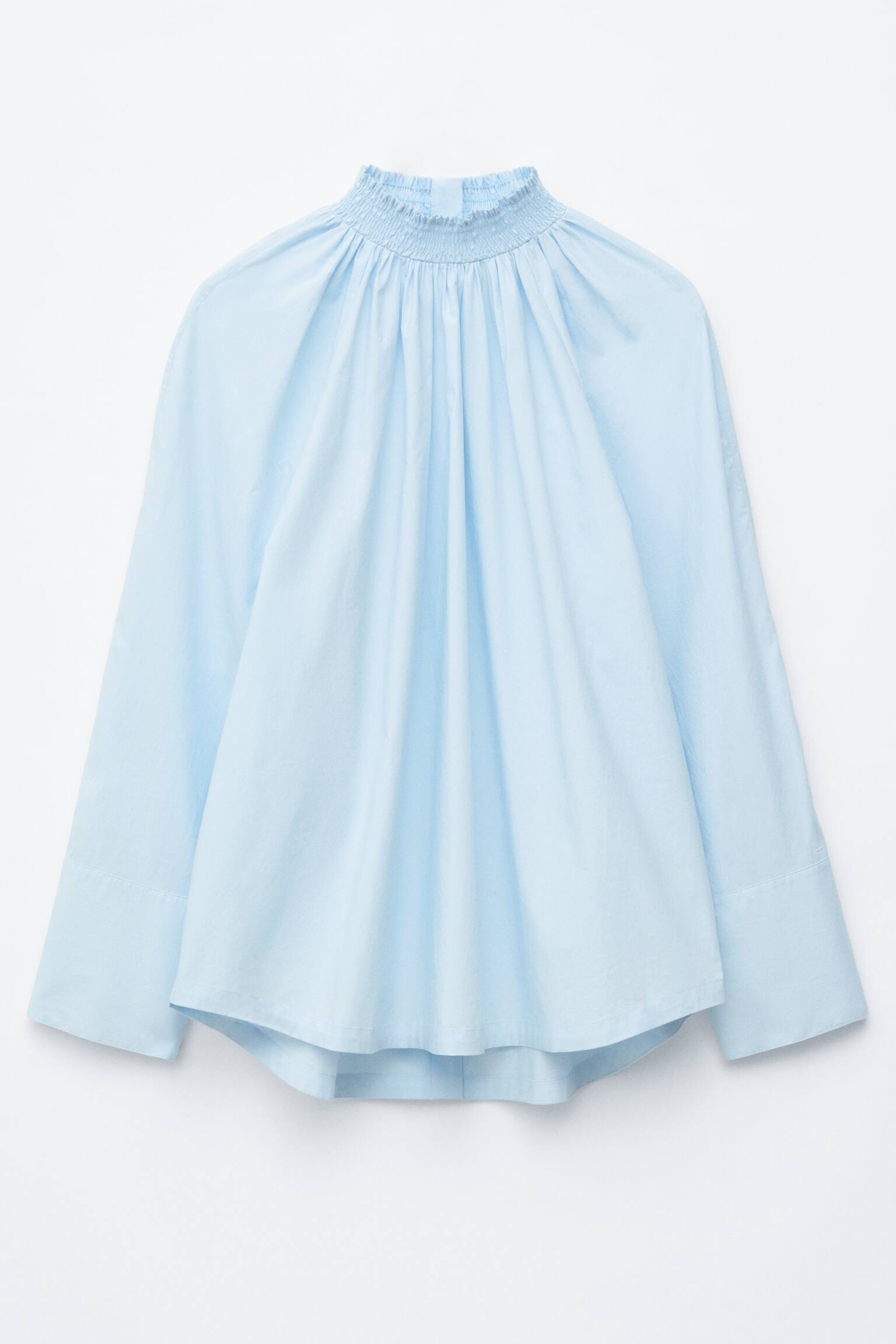 Blusa fruncida de cuello alzado - Azul claro - 2