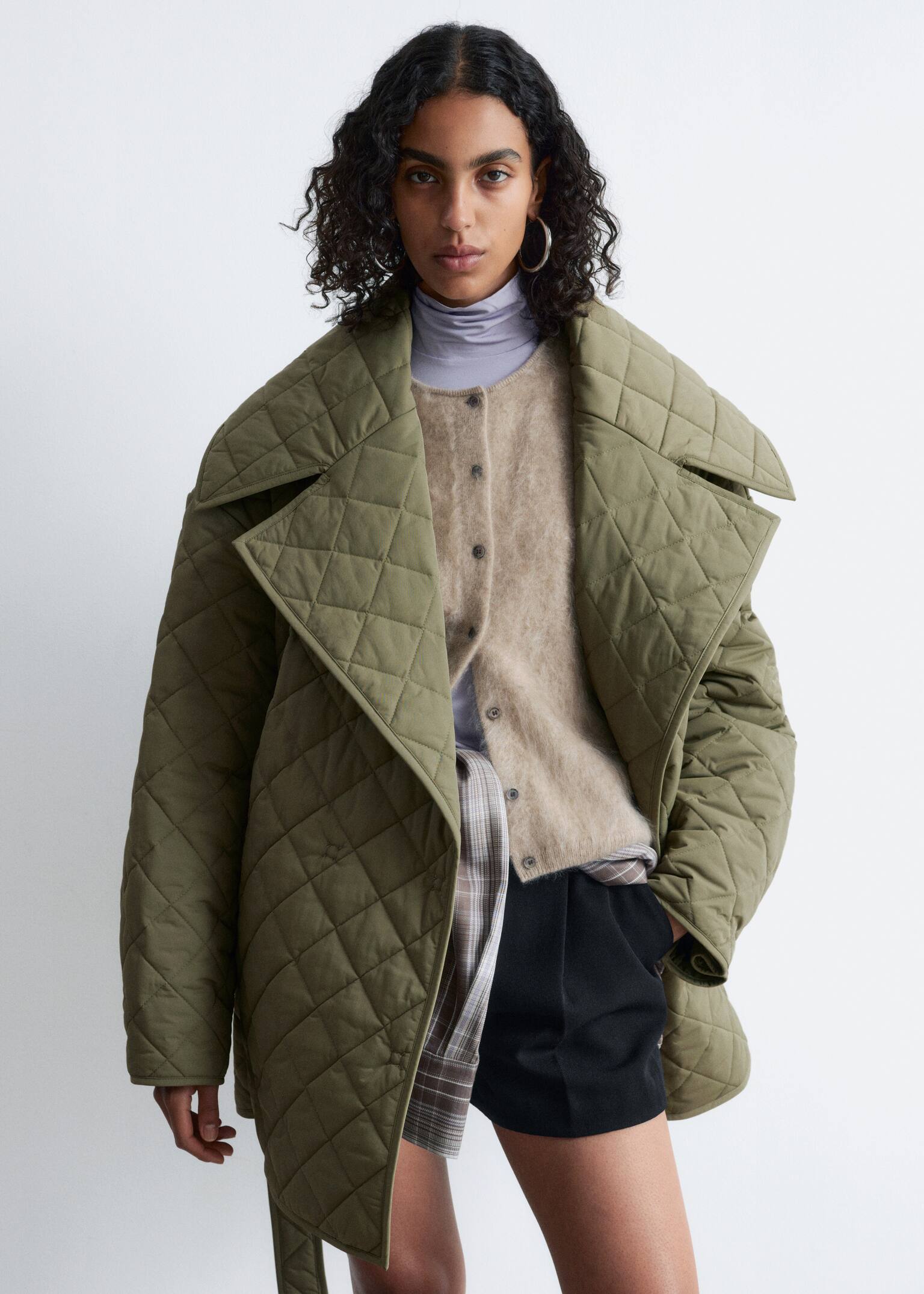 Jachetă matlasată cu căptușeală - Khaki Green/Negru - 10