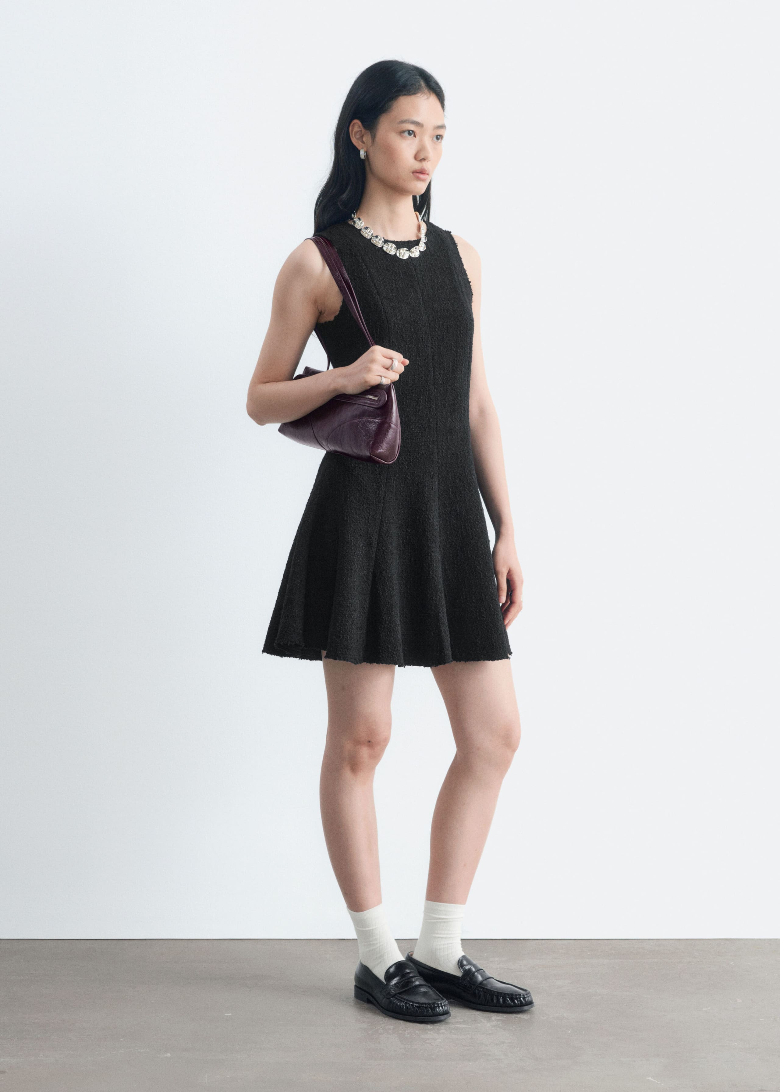 Raw-Edge Mini Dress - Black - Lookbook