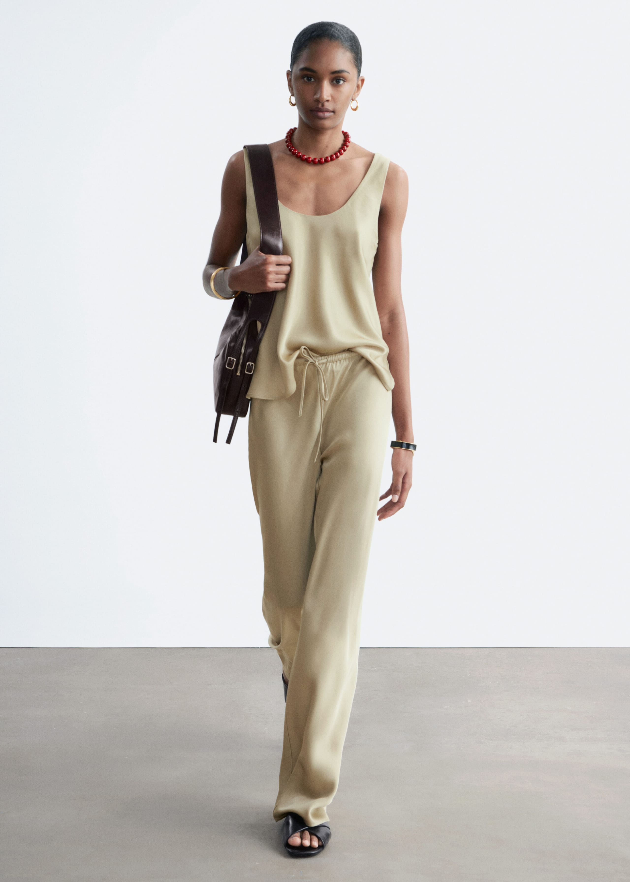 Image of Pantalon en sergé à cordon de serrage