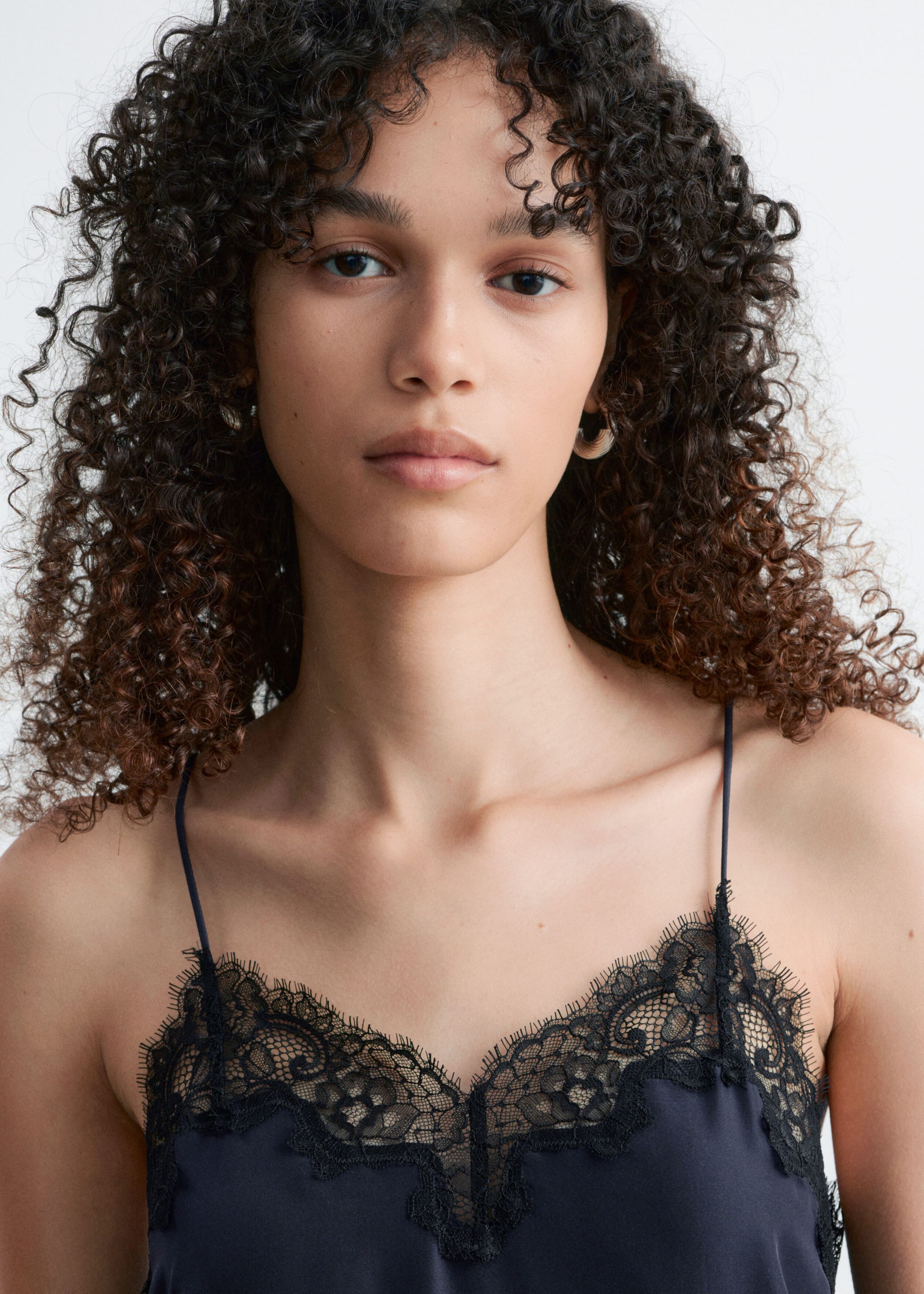 Silk Slip Midi Dress - Black - Lookbook