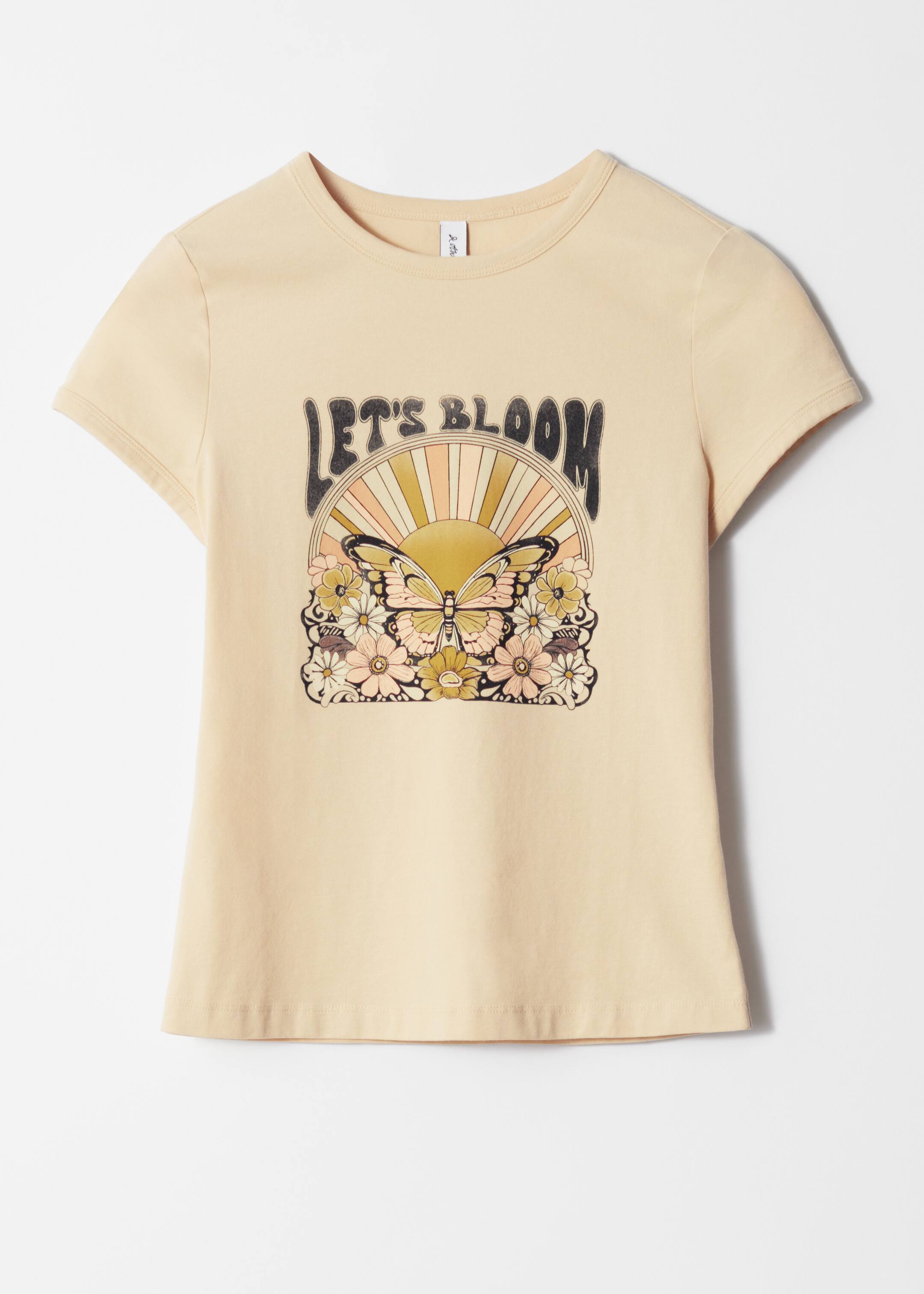 Προβολή μεγαλύτερης εικόνας: T-shirt με Κοντά Μανίκια - Μπεζ Σχέδιο - Ladies | H&M GR 5