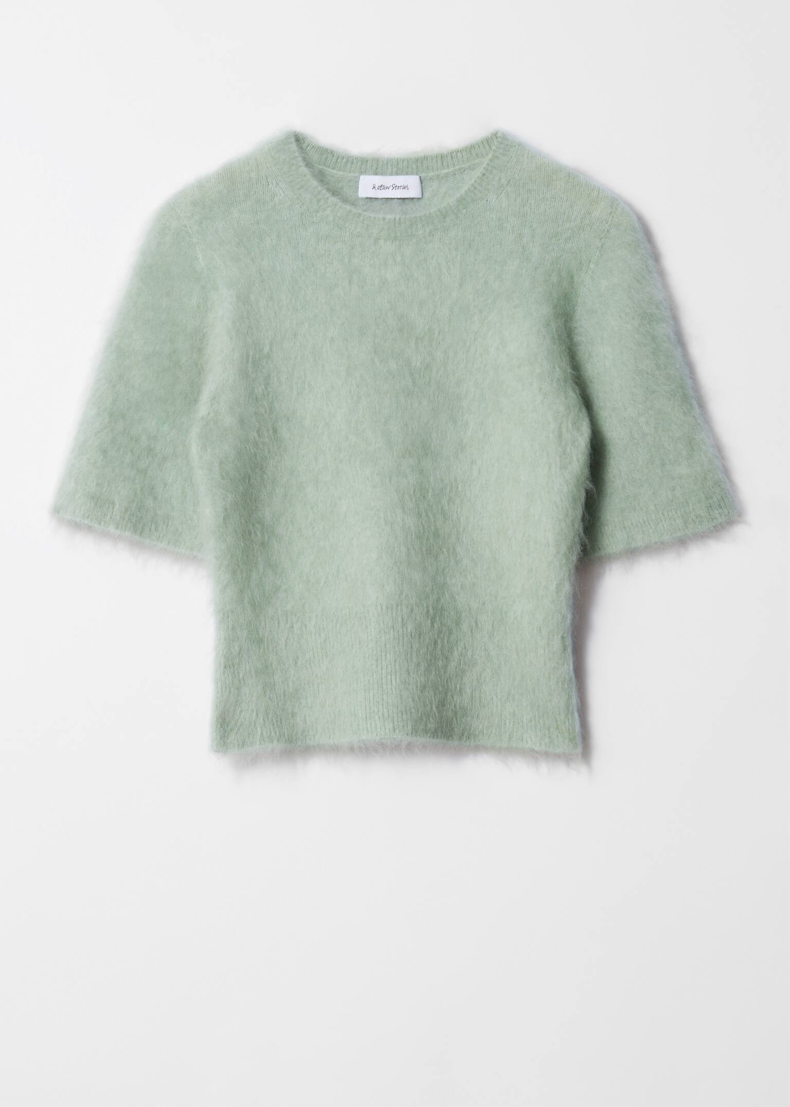 Brushed-Knit T-Shirt - Vert/Rayures marron/bleues/Taupe