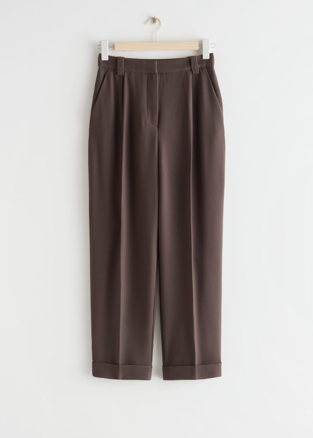 TaperedHighWaistTrousers - Dark Brown - Natura morta