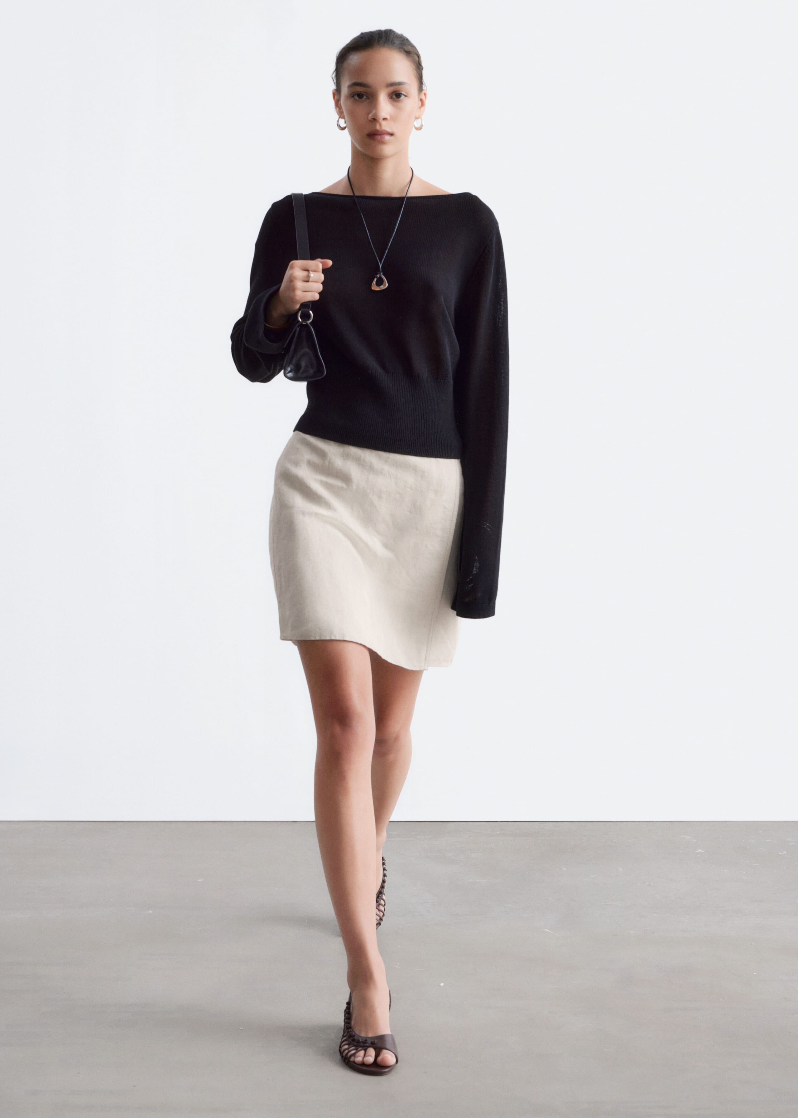 Rolled Edge Boat-Neck Top - Yellow - Lookbook