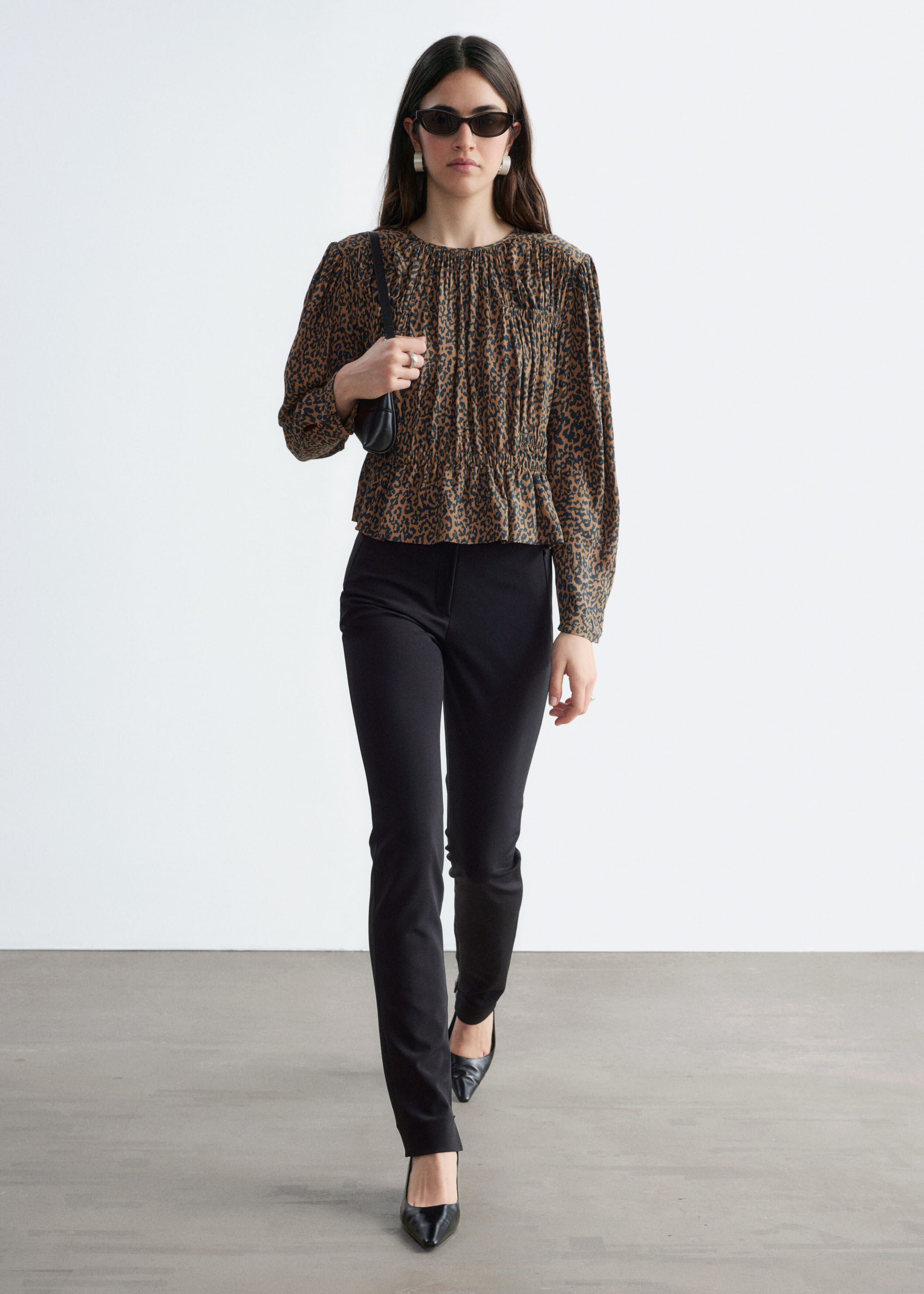 Smock Blouse - Beige/Leopard Print - Still Life