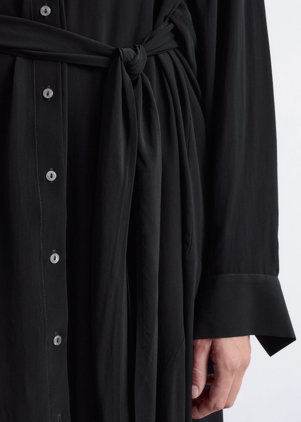 Image of Tie-Detail Midi Shirt Dress