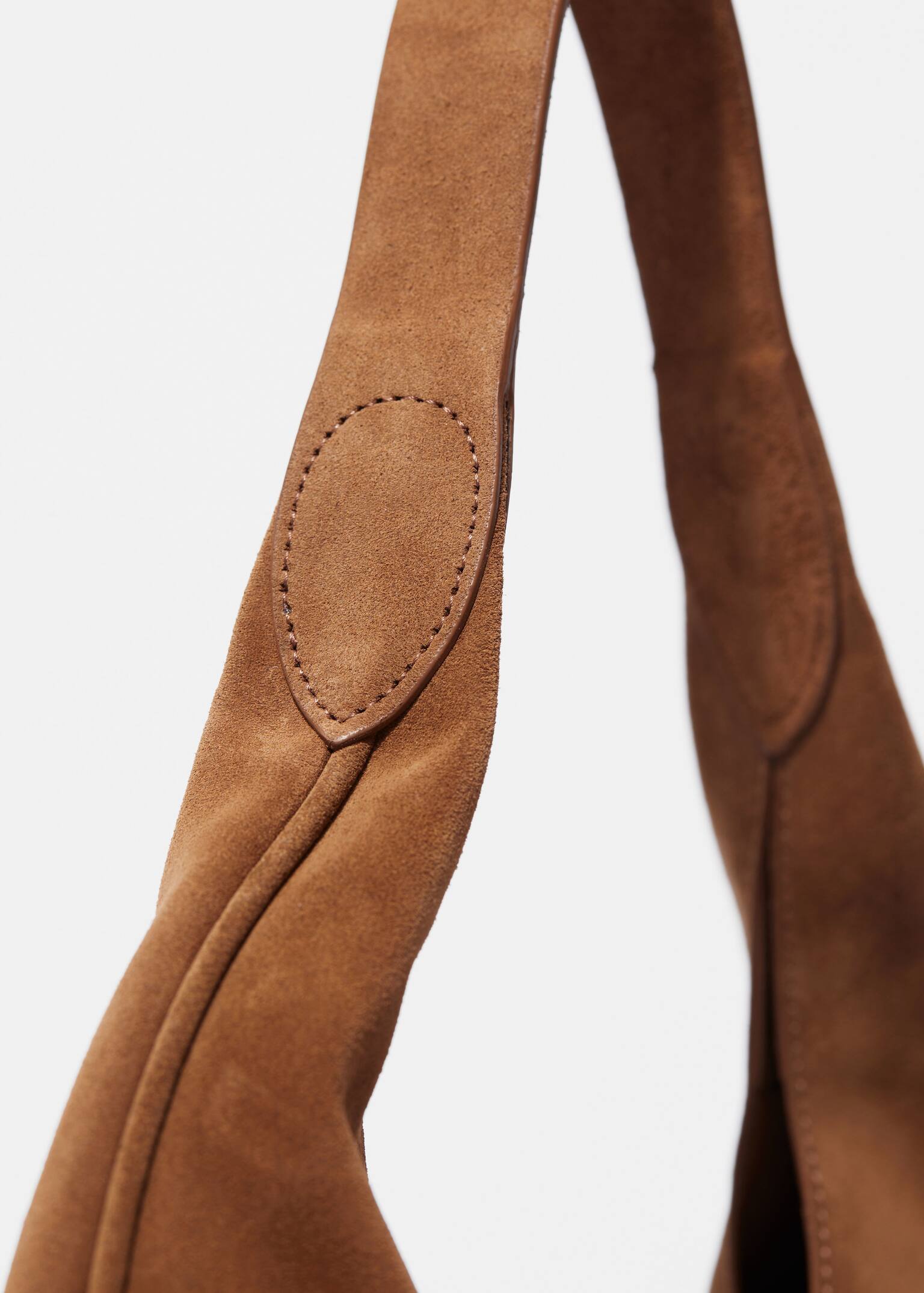 Large Suede Tote Bag - Cognac/Dark Red/Emerald Green/Brown/Dark grey/Rust/Taupe/Burgundy suede/Green/Light Blue - 5