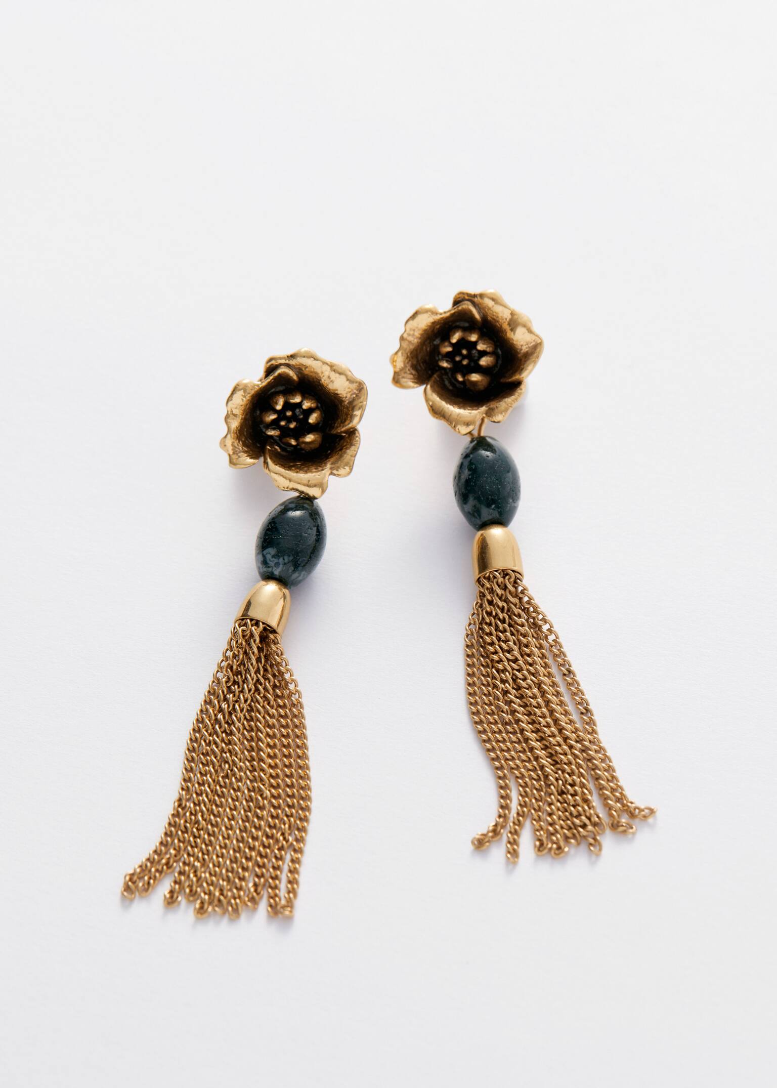 Náušnice s přívěskem divoké růže - Zlatá