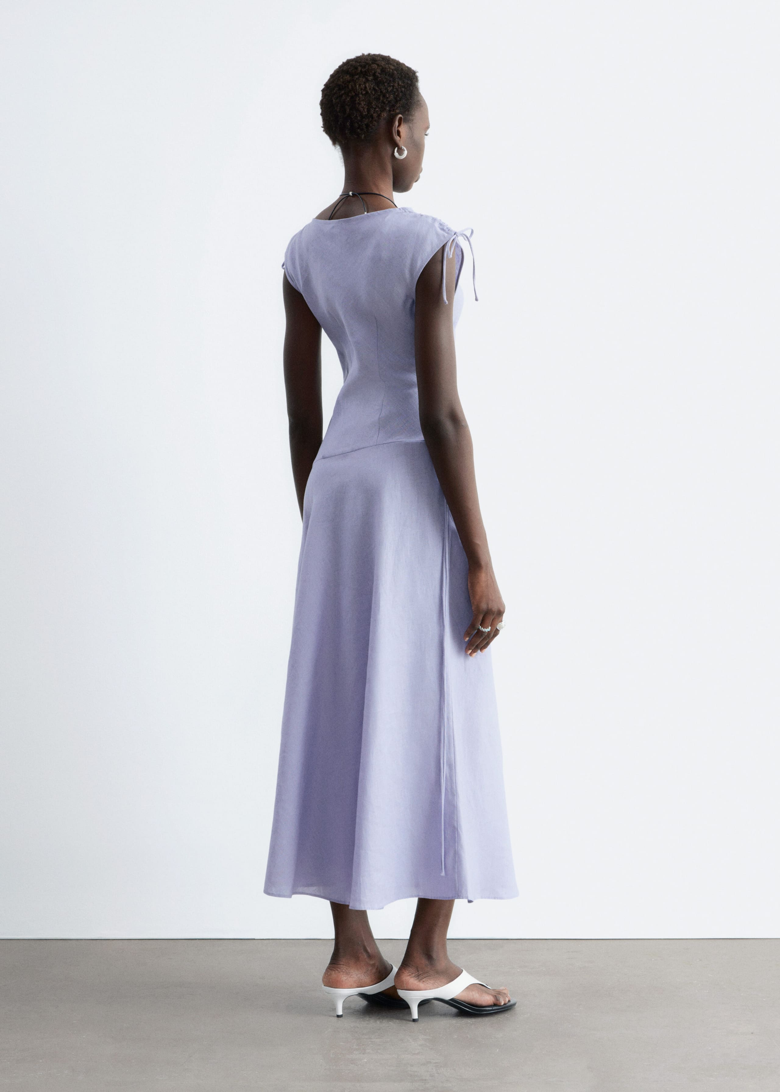 Image of Flared Linen Midi Dress
