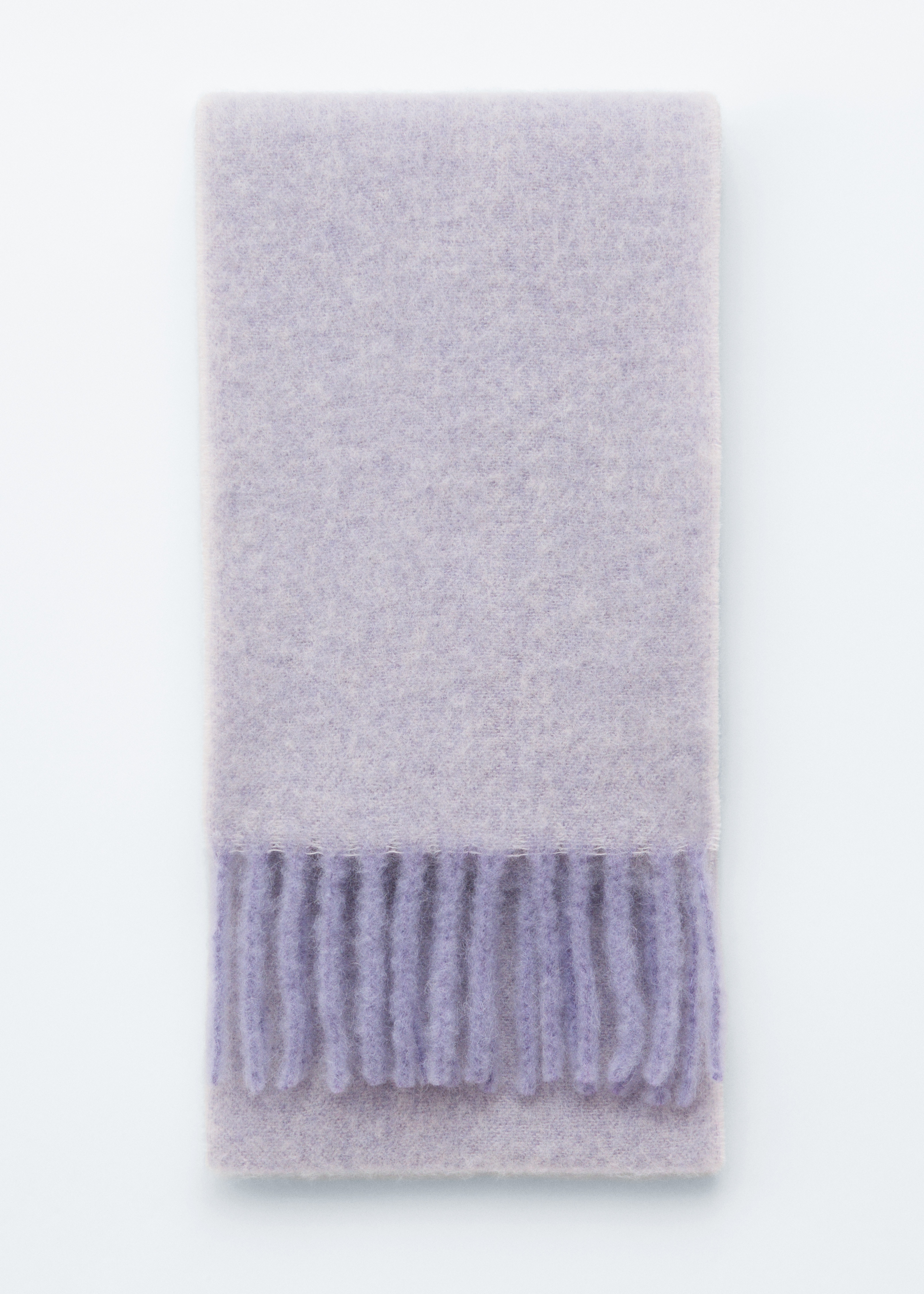 Szalik z frędzlami z domieszką alpaki - Jasny przydymiony fiolet/Fioletowy/Niebieski